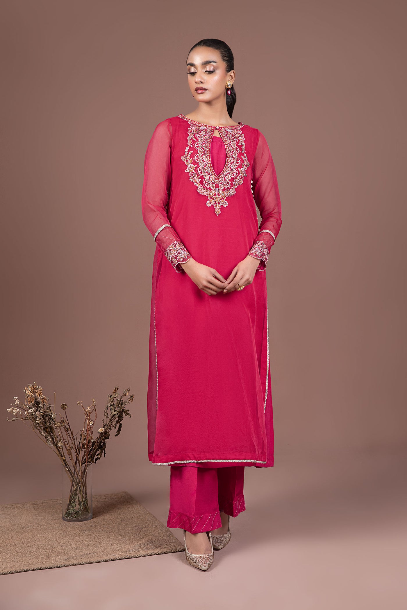 2 Piece Dyed Organza Suit