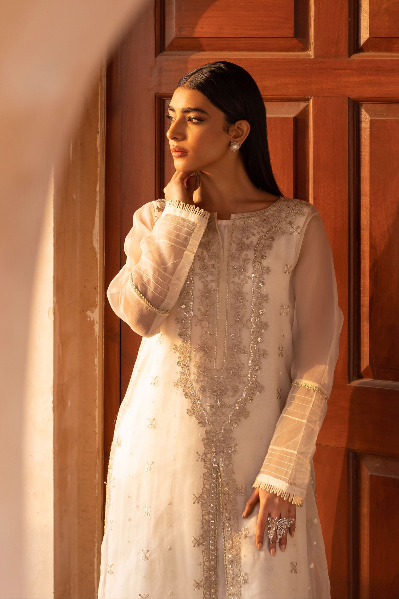 2 Piece Embroidered Organza Suit