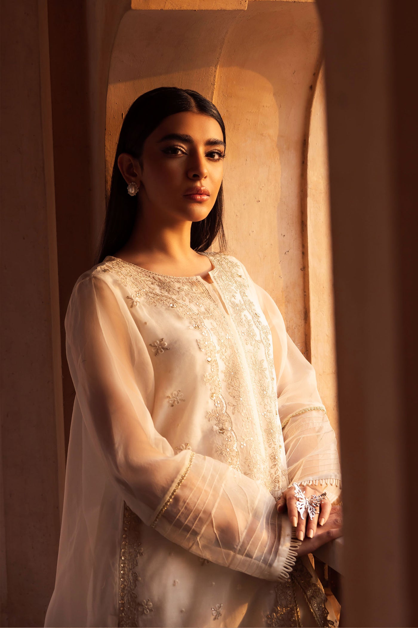 2 Piece Embroidered Organza Suit