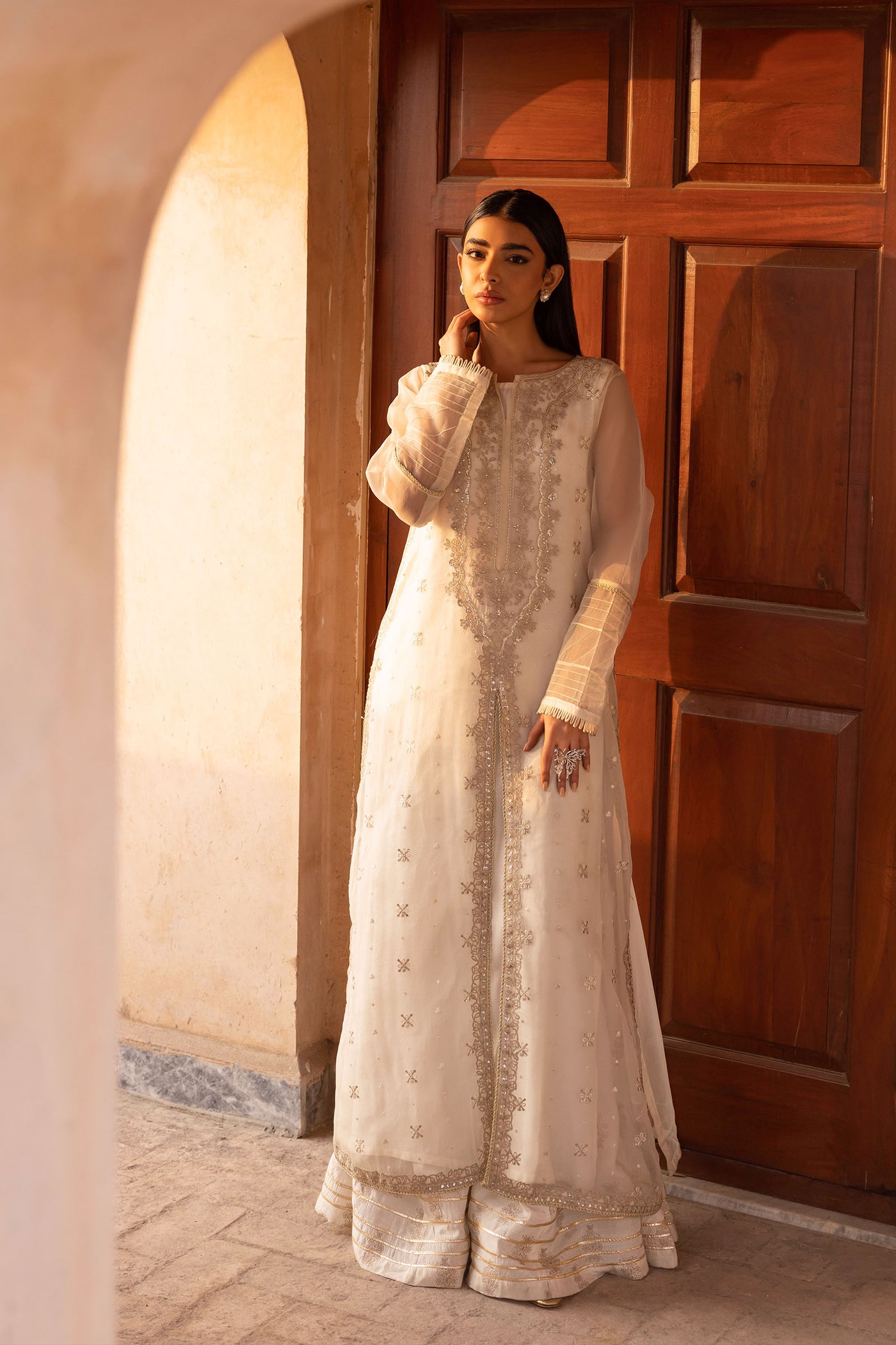 2 Piece Embroidered Organza Suit