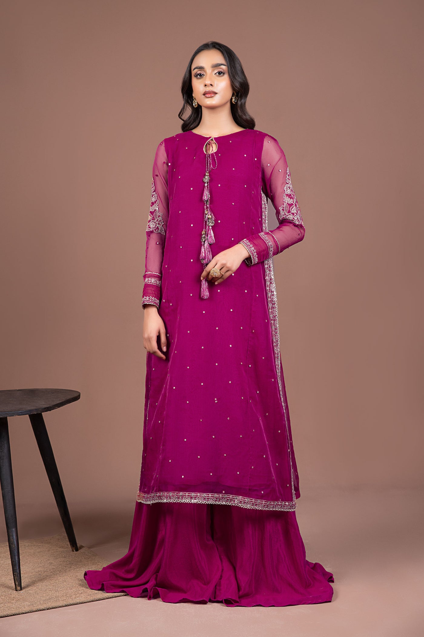2 Pc Embroidered Organza Suit