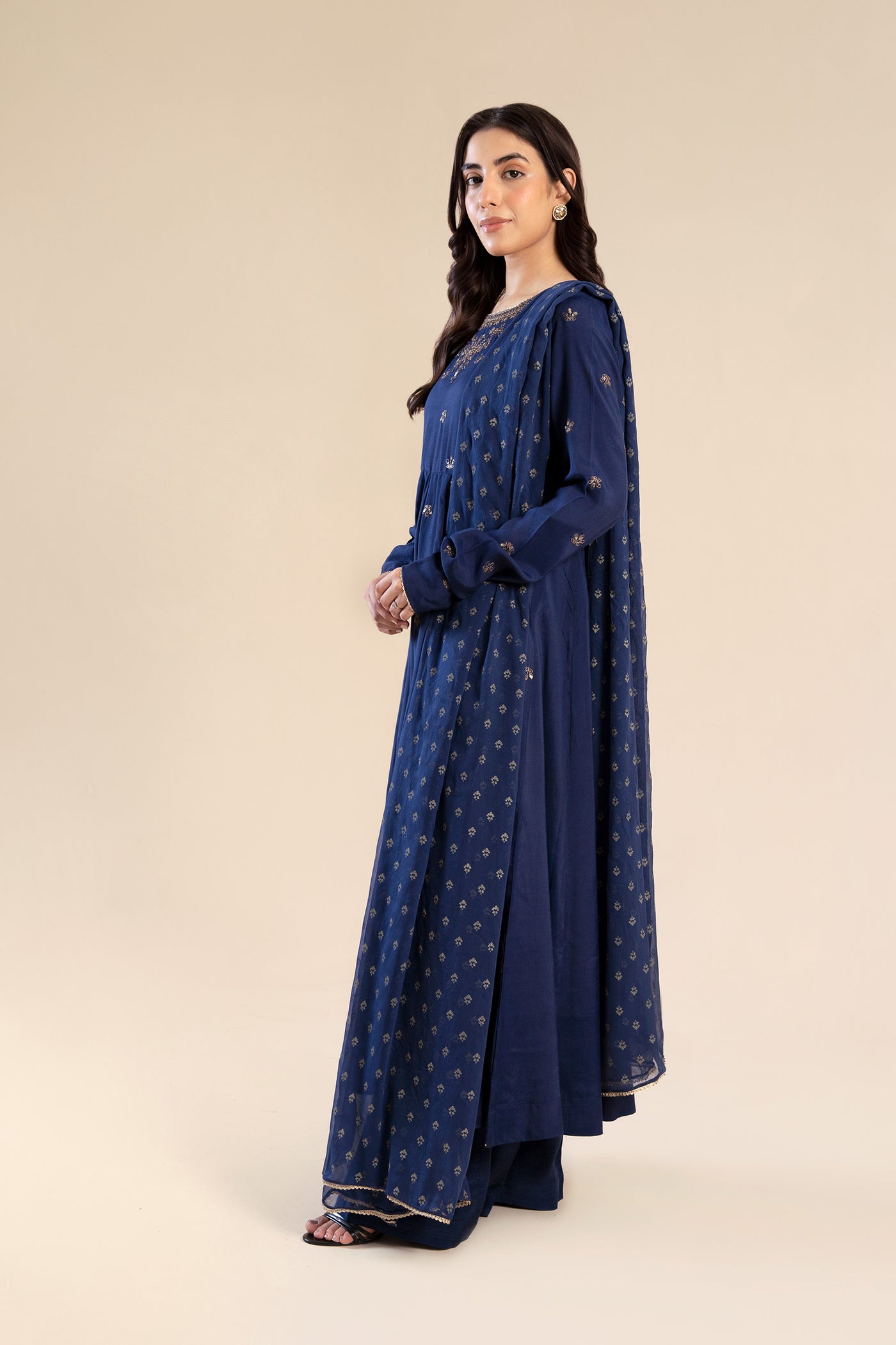 2 Piece Embroidered Raw Silk Suit