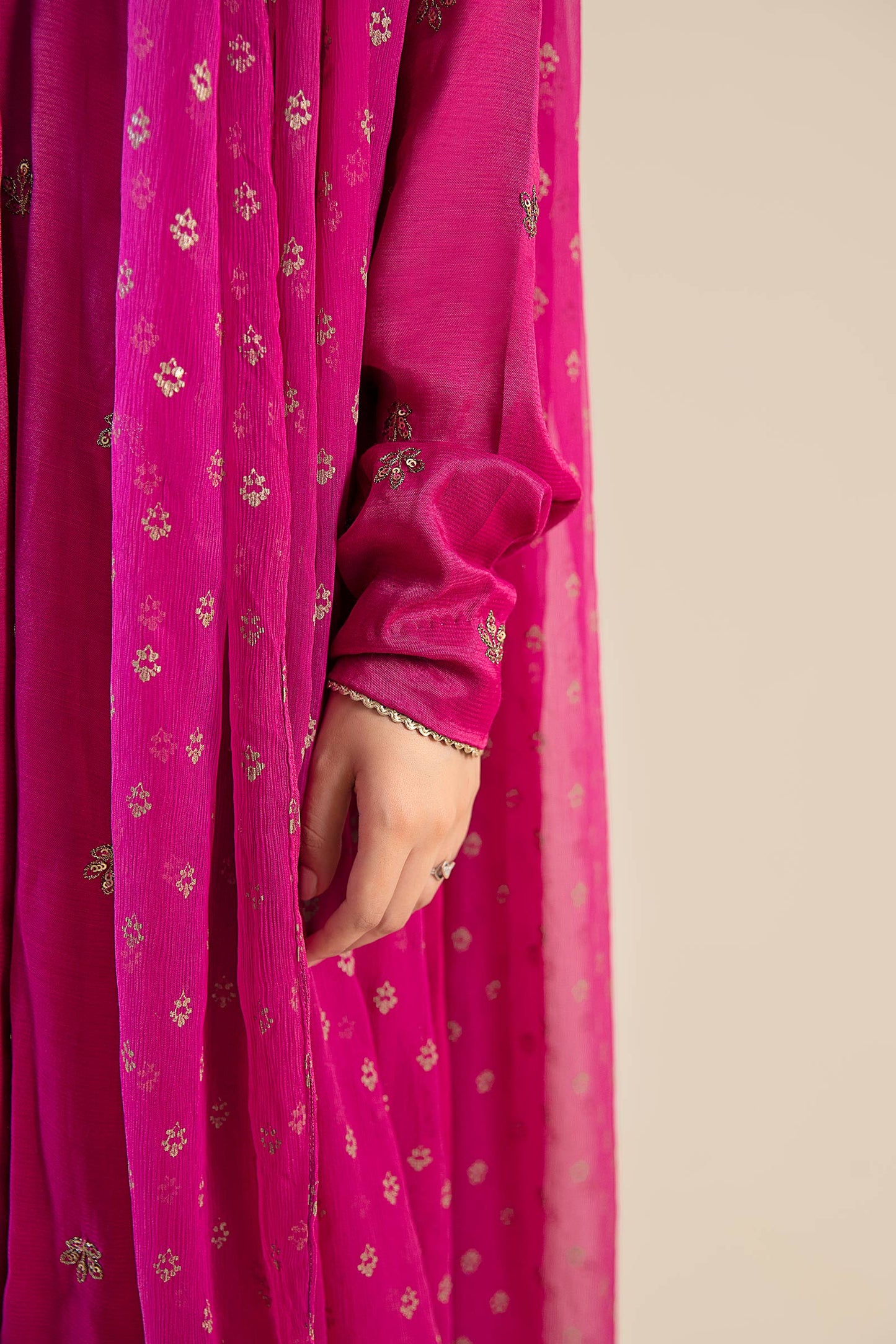 2 Piece Embroidered Raw Silk Suit