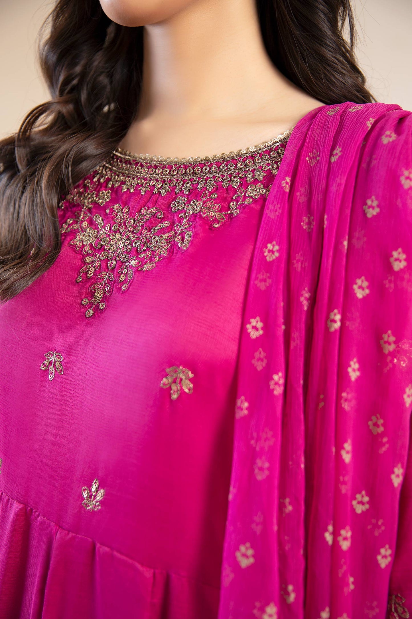 2 Piece Embroidered Raw Silk Suit