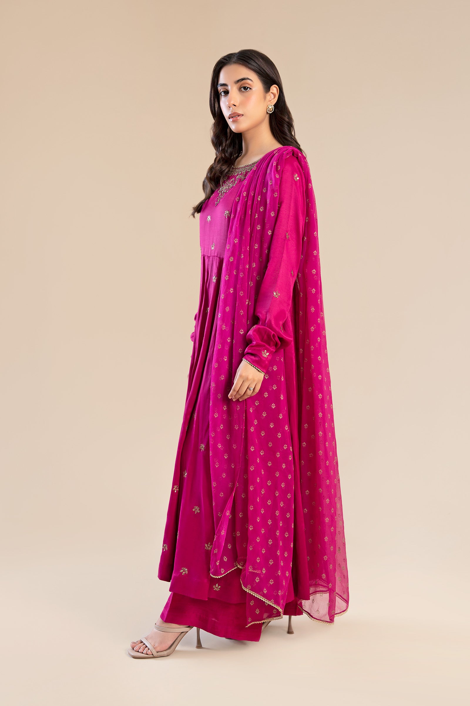 2 Piece Embroidered Raw Silk Suit