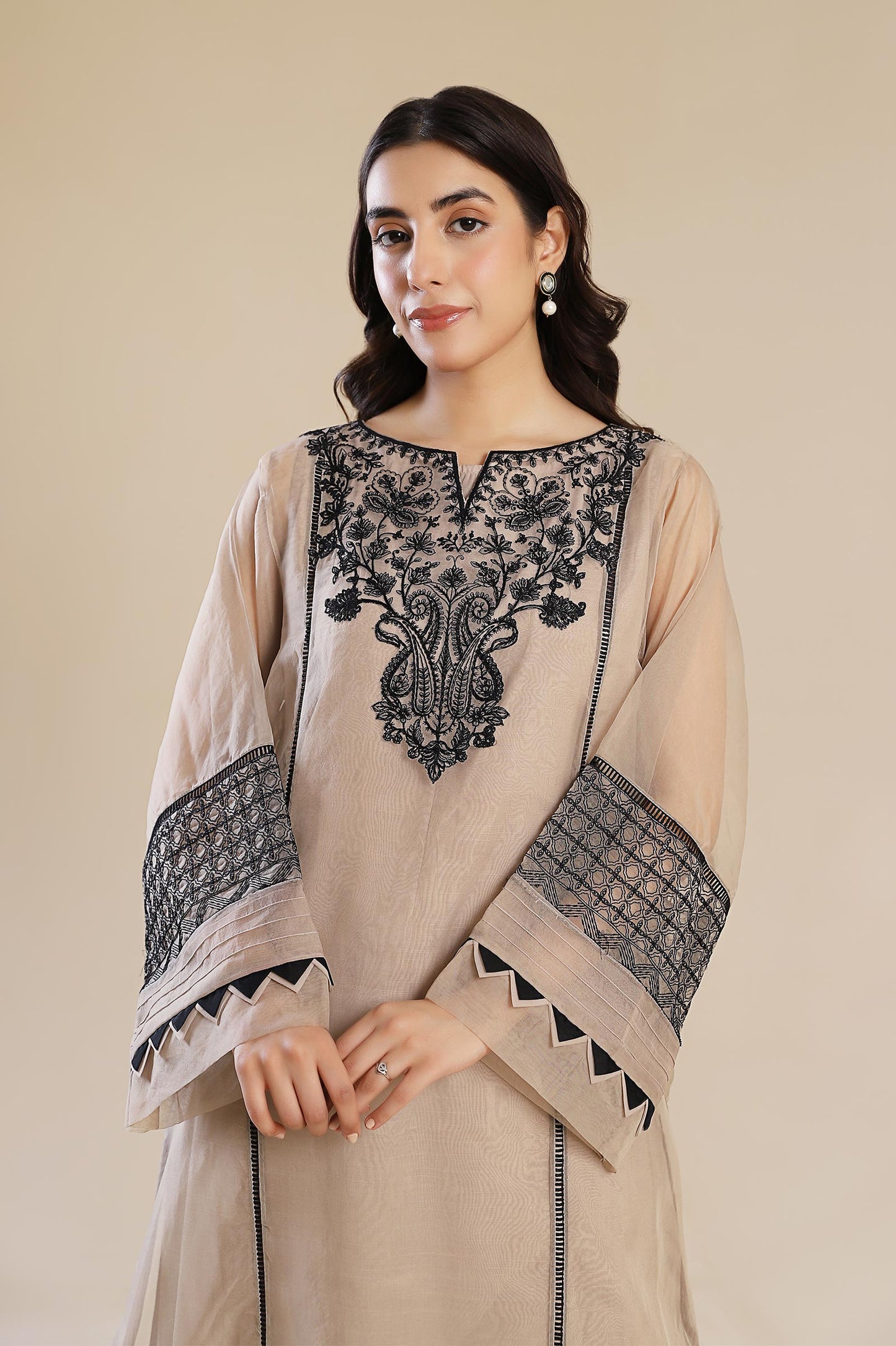 3 Piece Embroidered Organza Suit