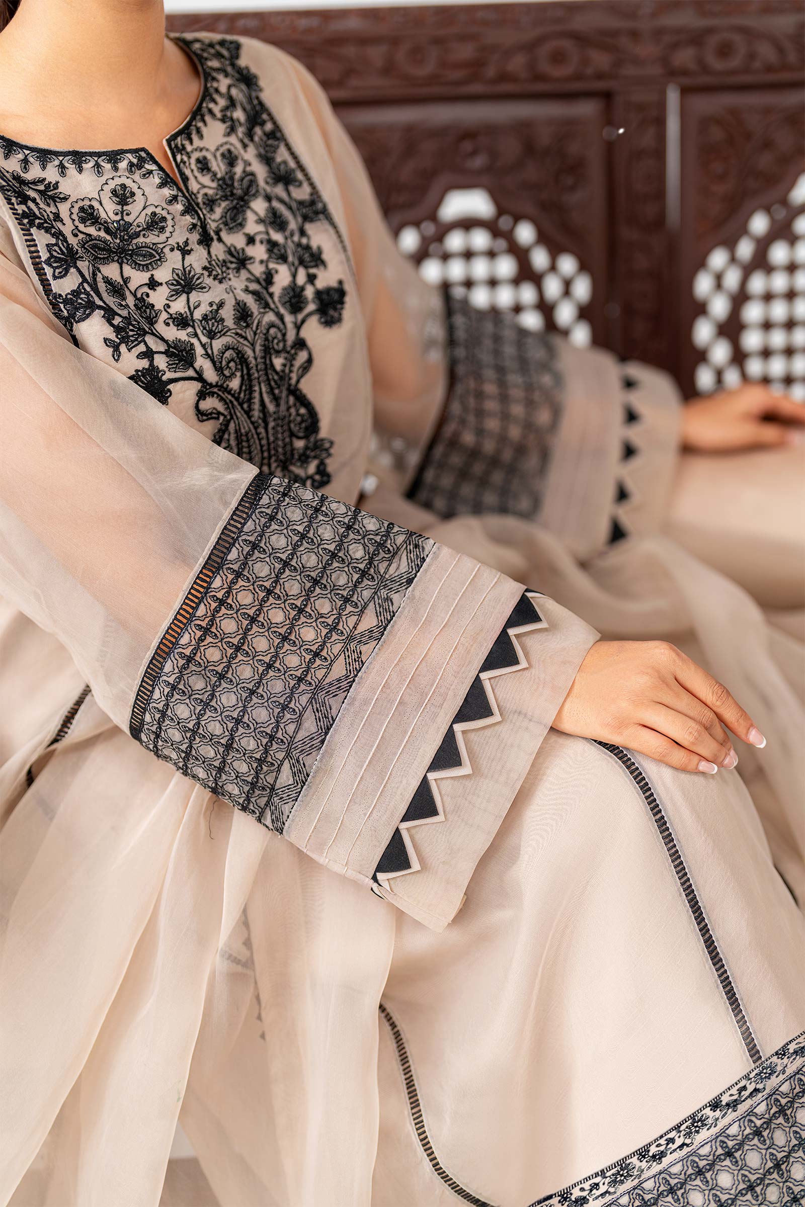 3 Piece Embroidered Organza Suit