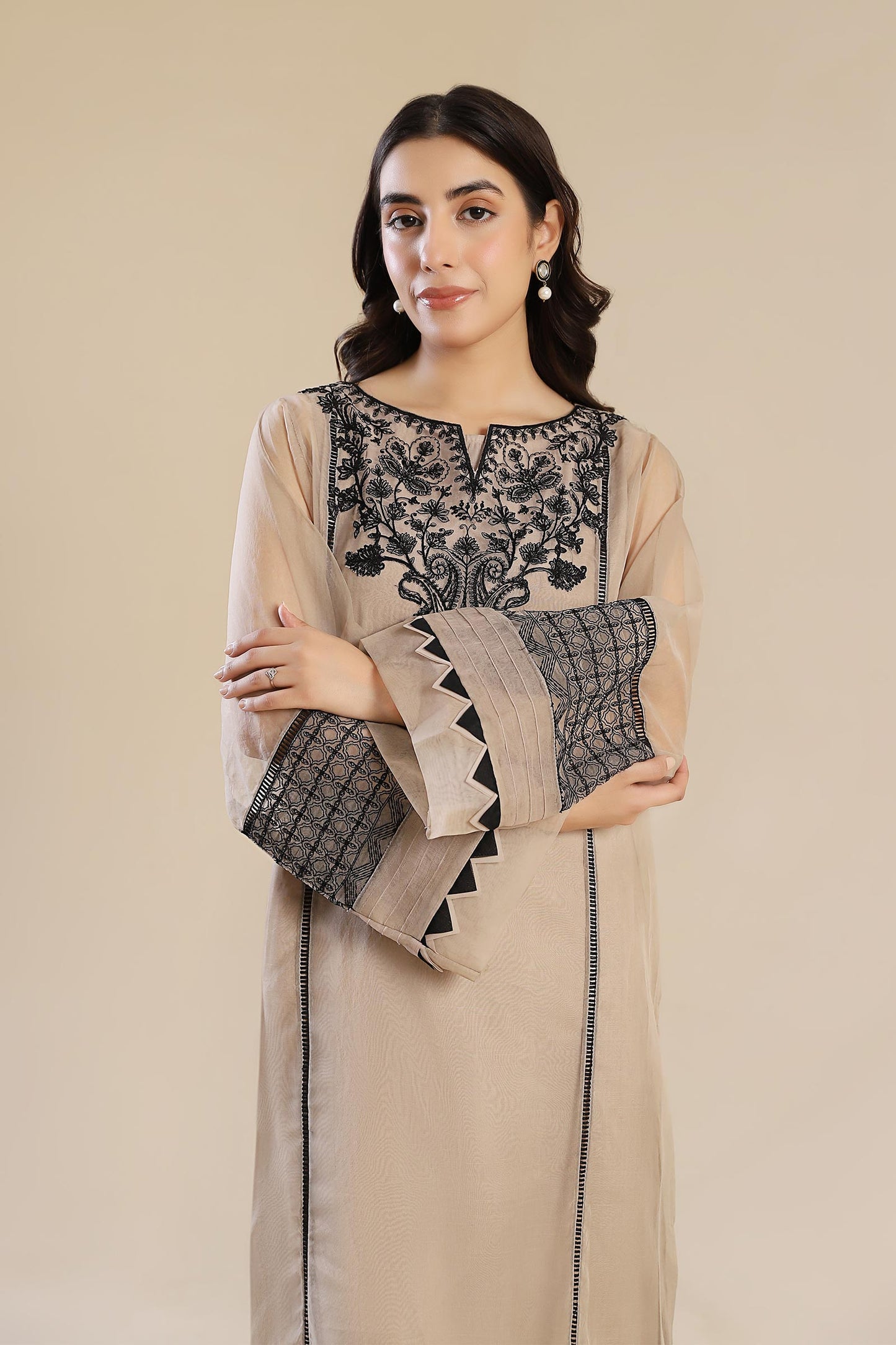 3 Piece Embroidered Organza Suit