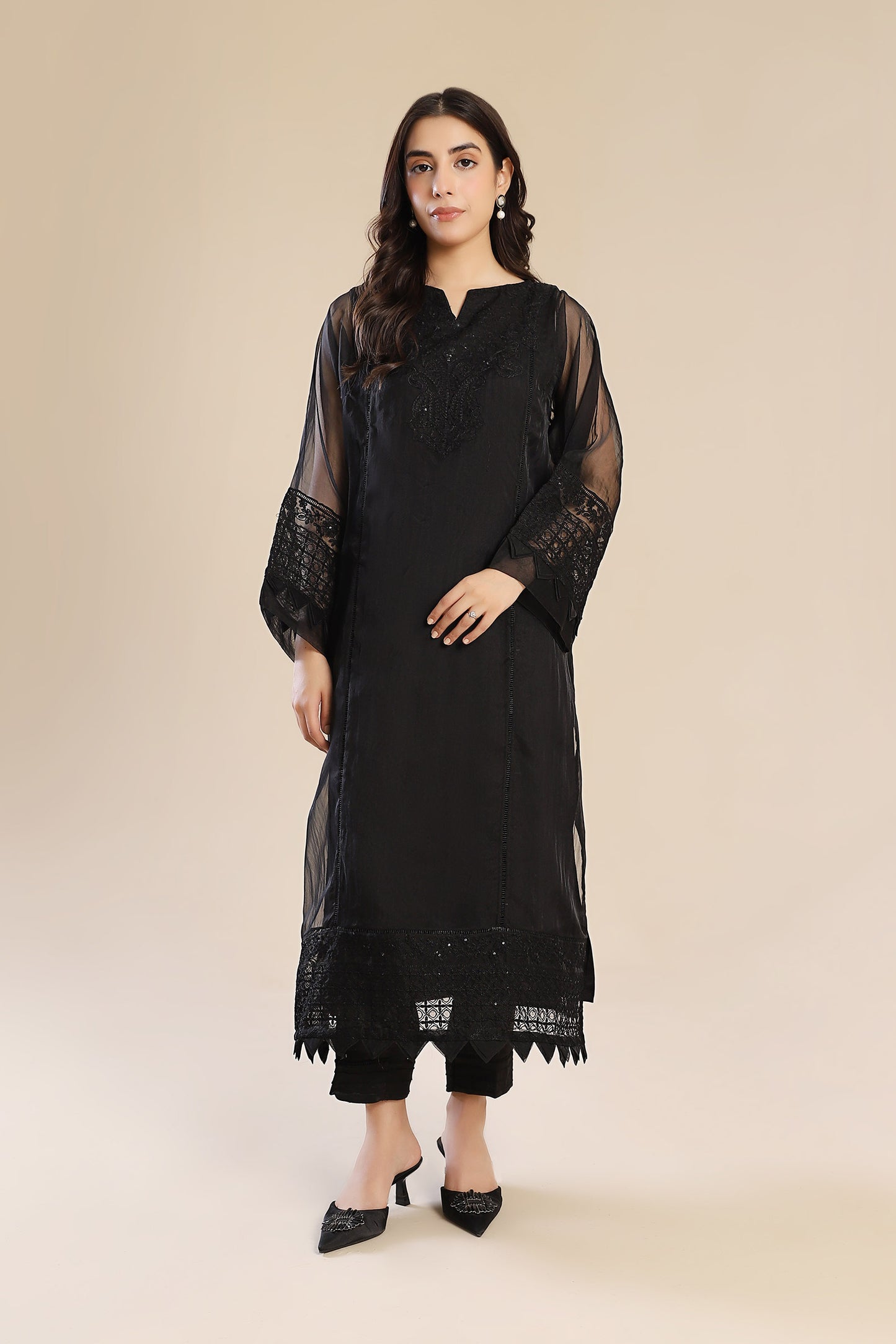 3 Piece Embroidered Organza Suit