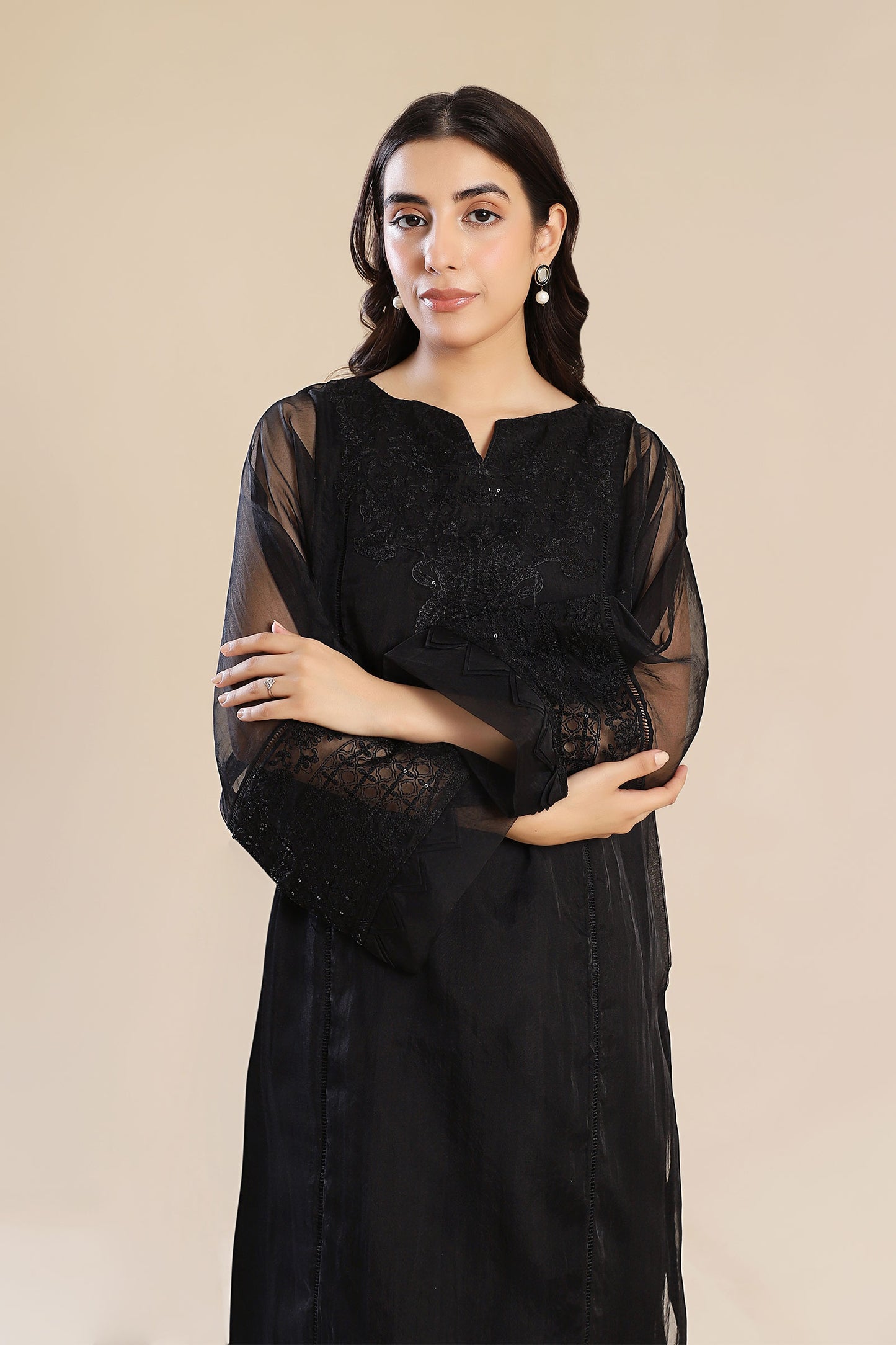 3 Piece Embroidered Organza Suit