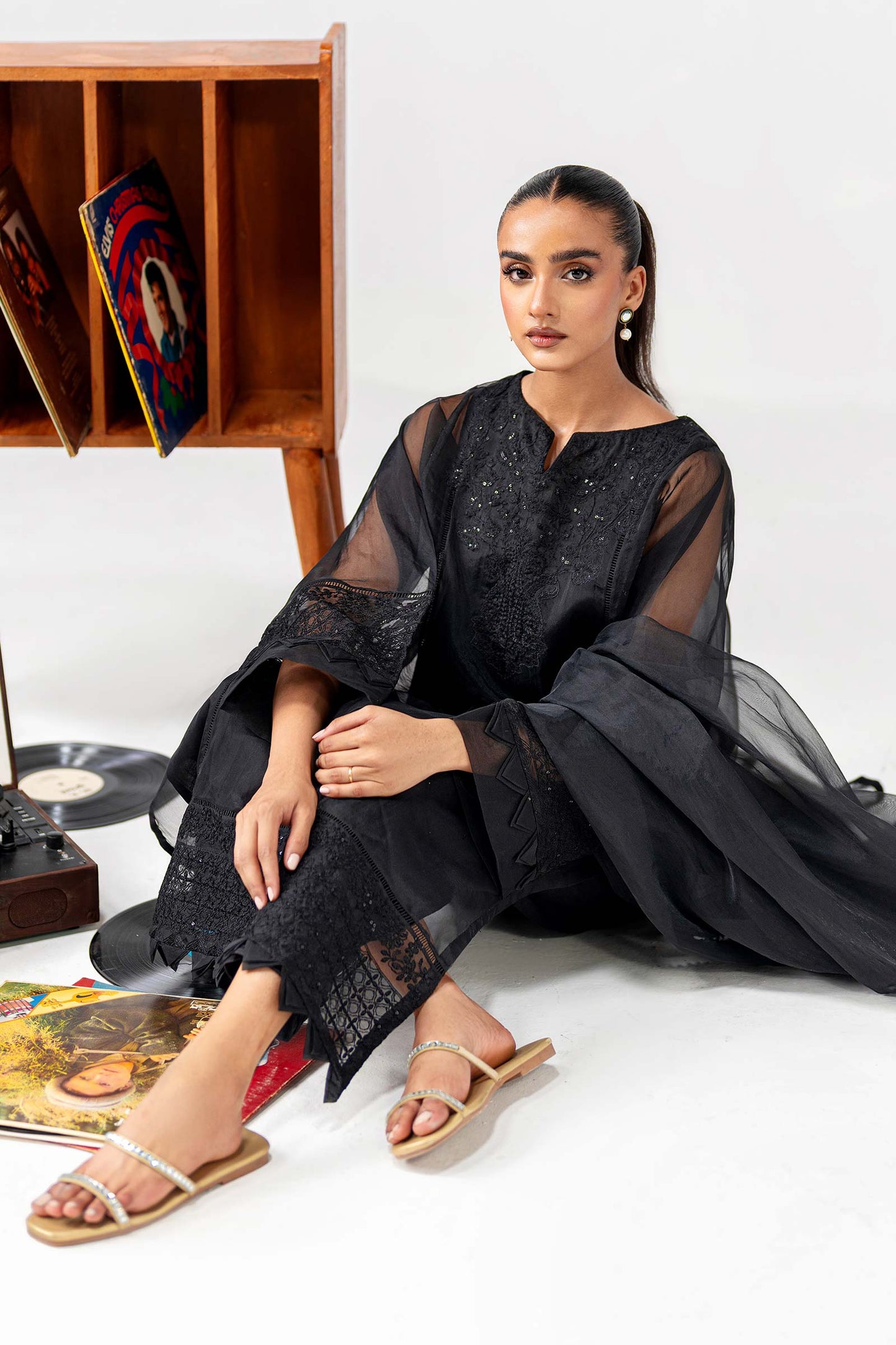 3 Piece Embroidered Organza Suit