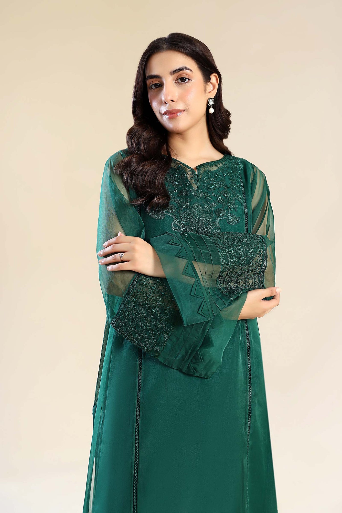 3 Piece Embroidered Organza Suit