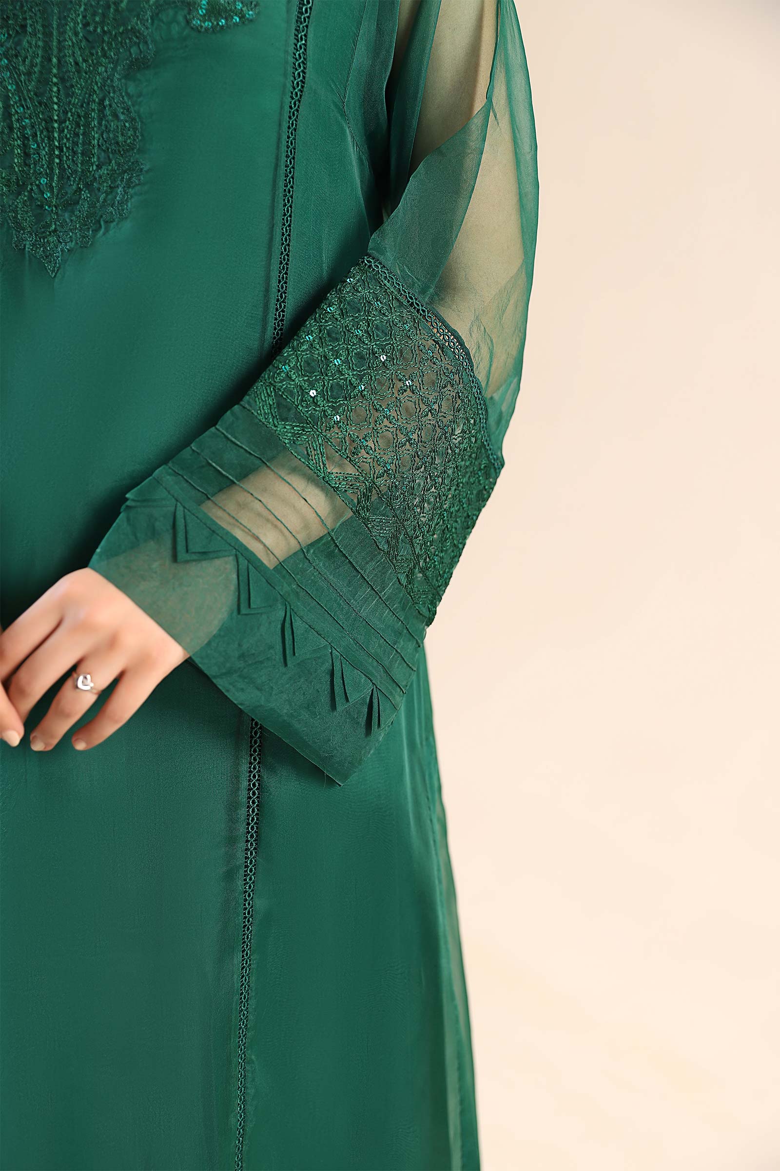 3 Piece Embroidered Organza Suit