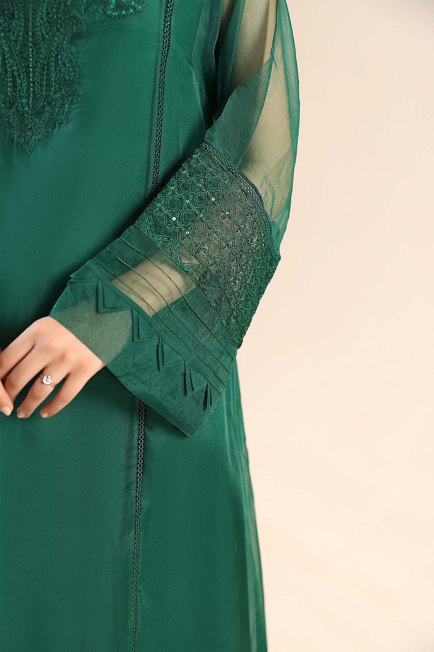 3 Piece Embroidered Organza Suit