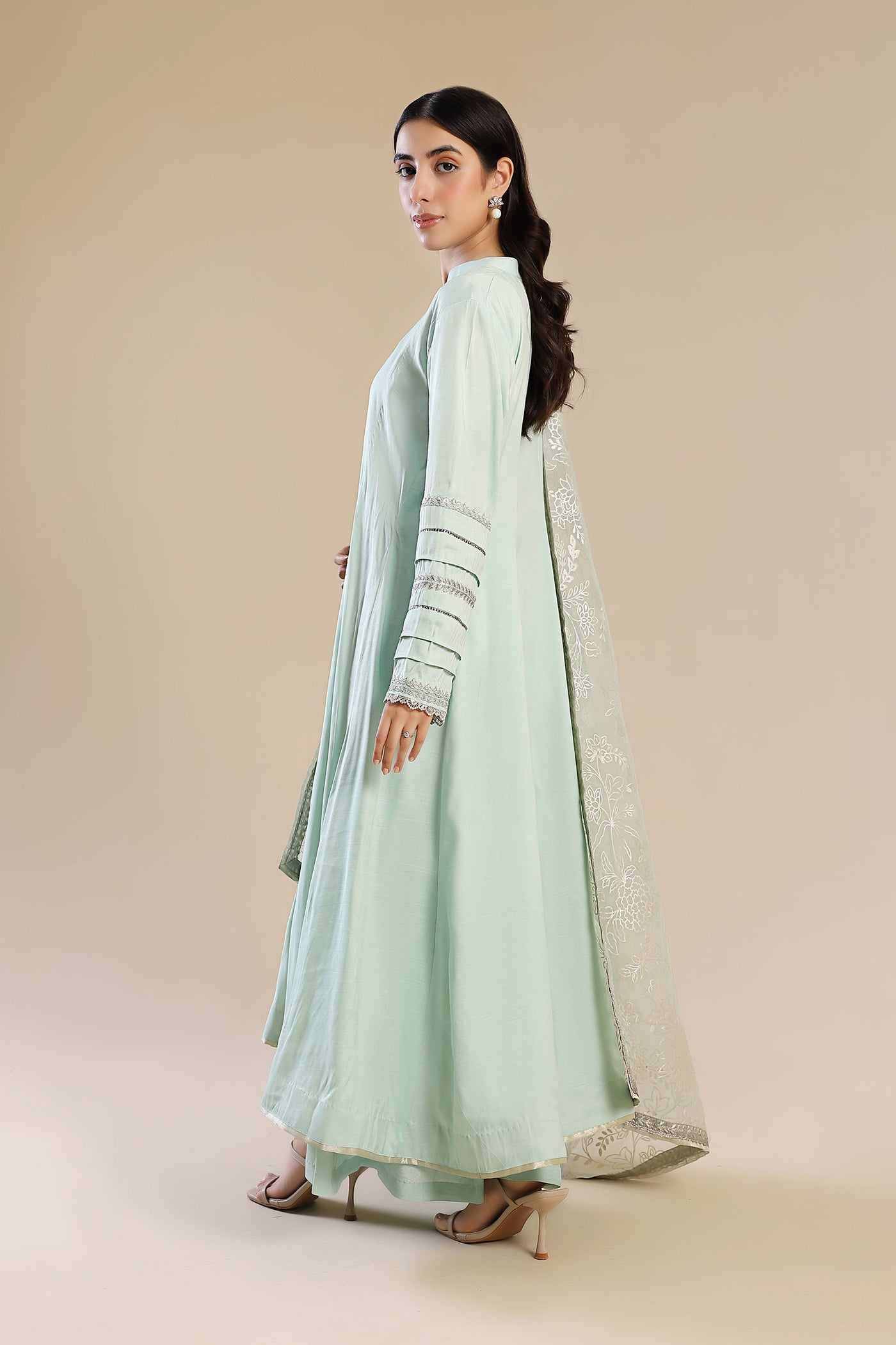 2 Pc Embroidered Raw Silk Suit