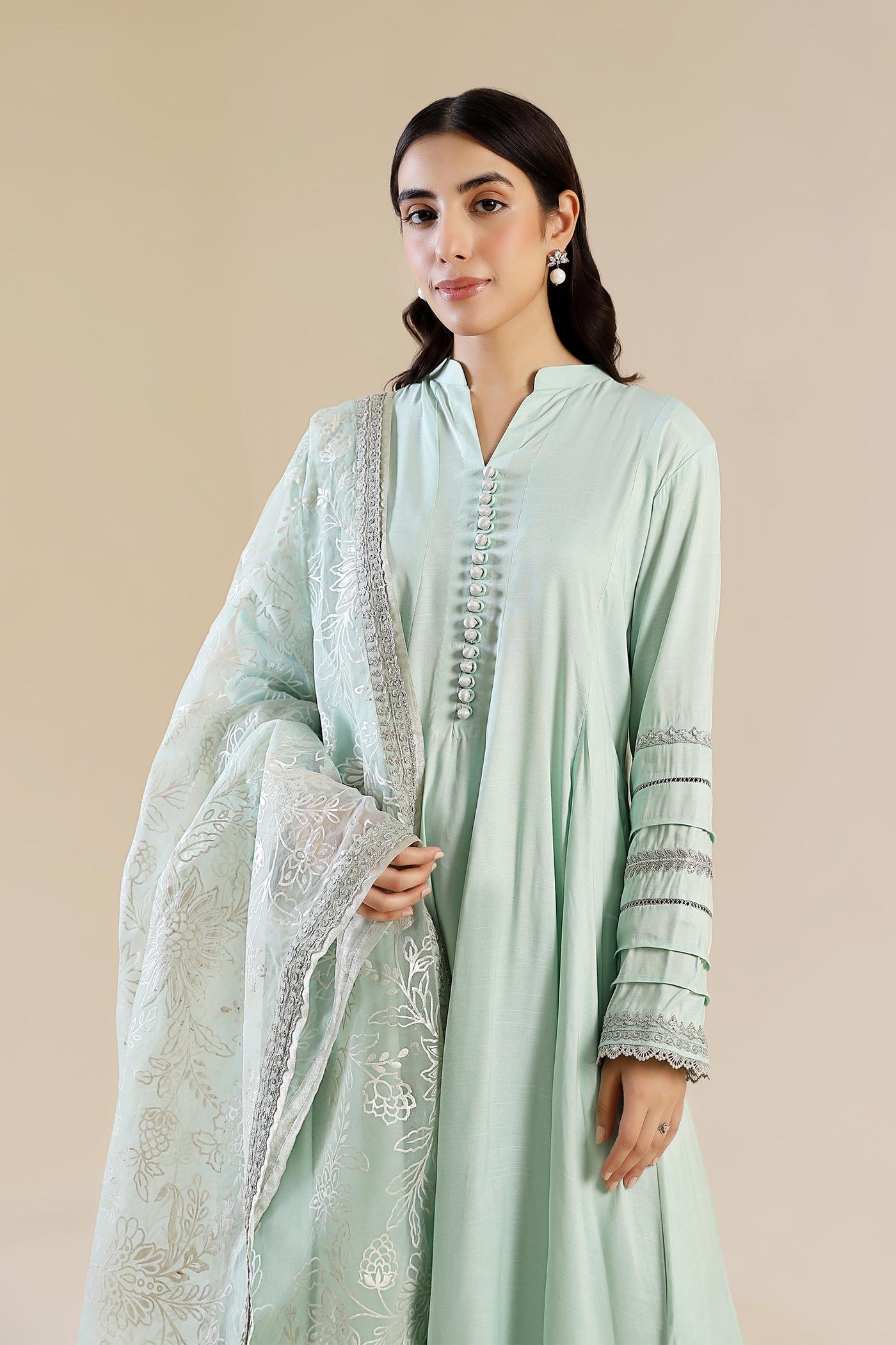 2 Pc Embroidered Raw Silk Suit