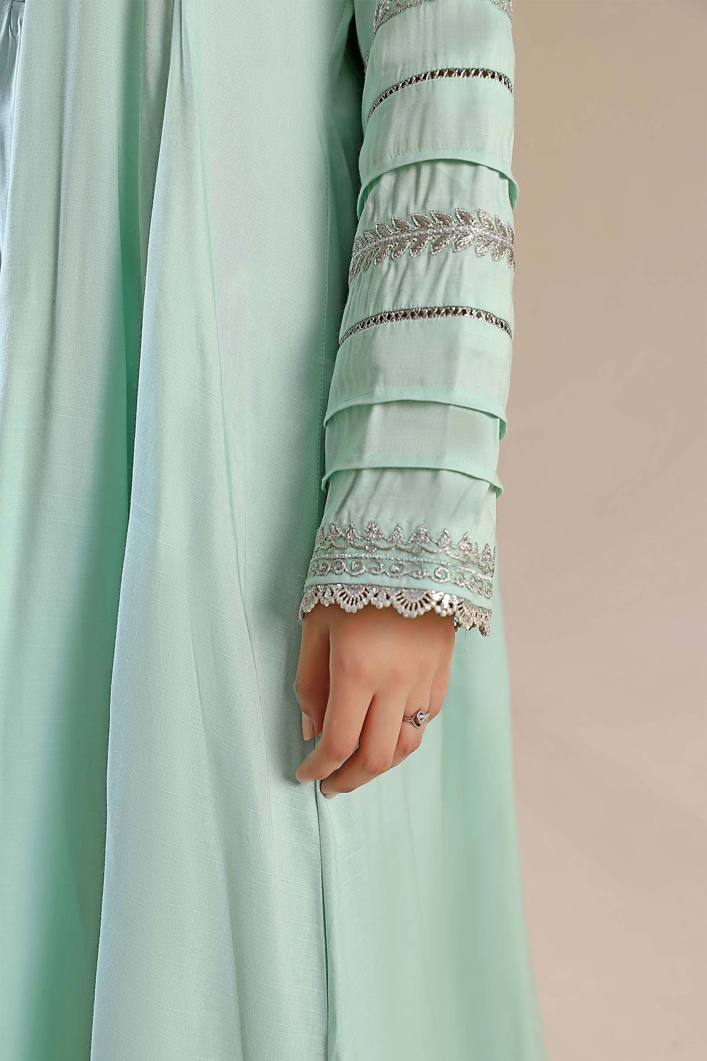 2 Pc Embroidered Raw Silk Suit