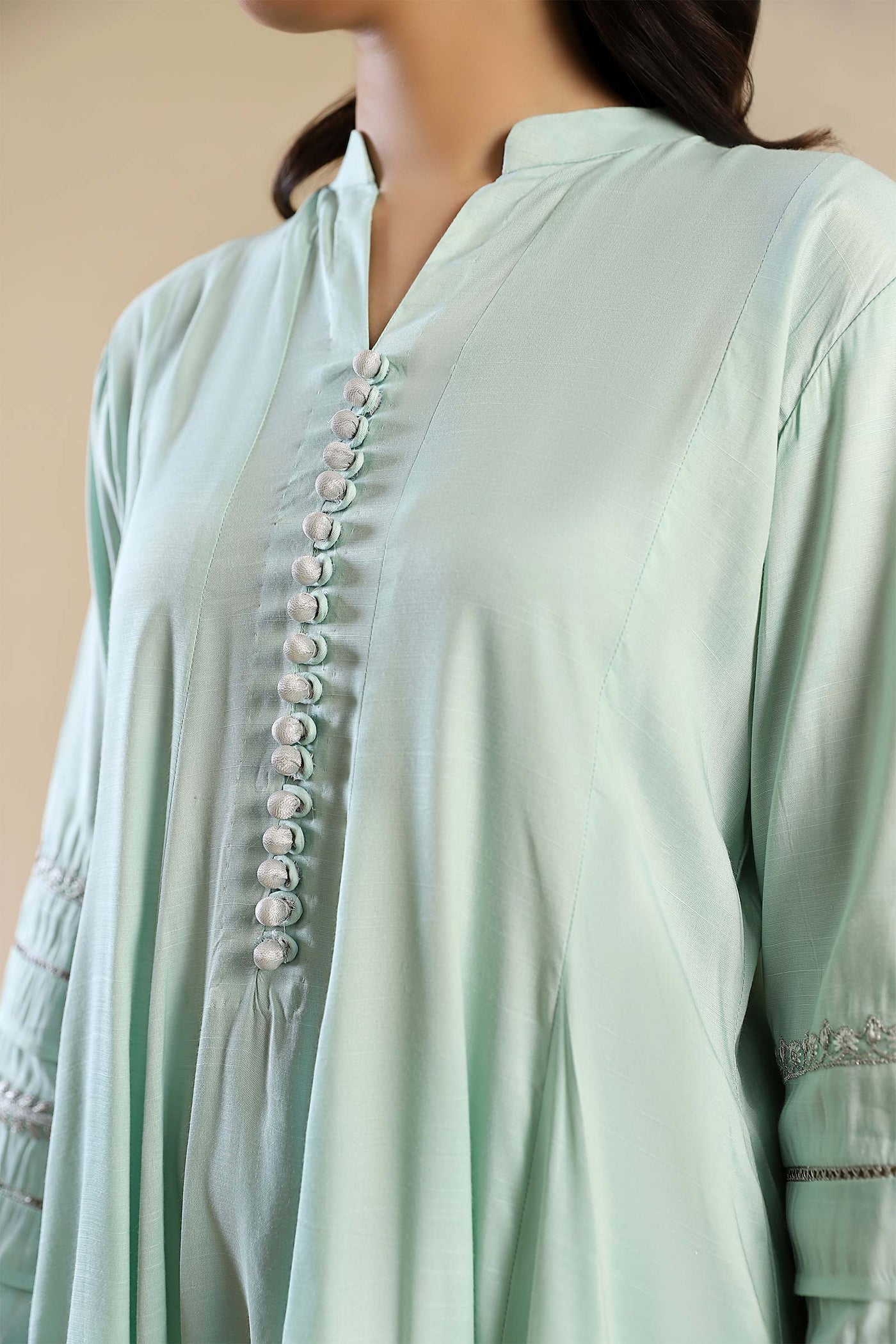 2 Pc Embroidered Raw Silk Suit