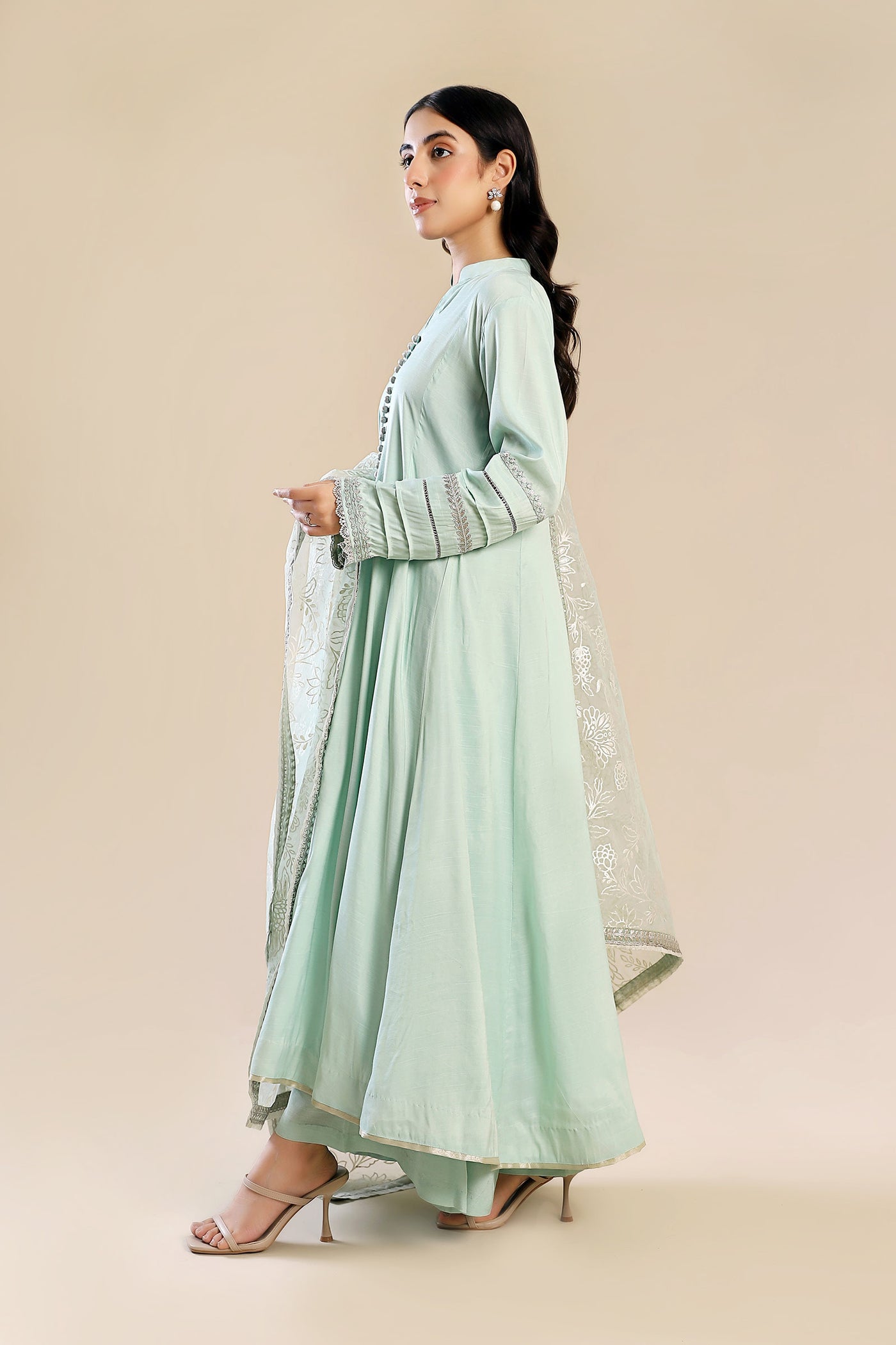 2 Pc Embroidered Raw Silk Suit