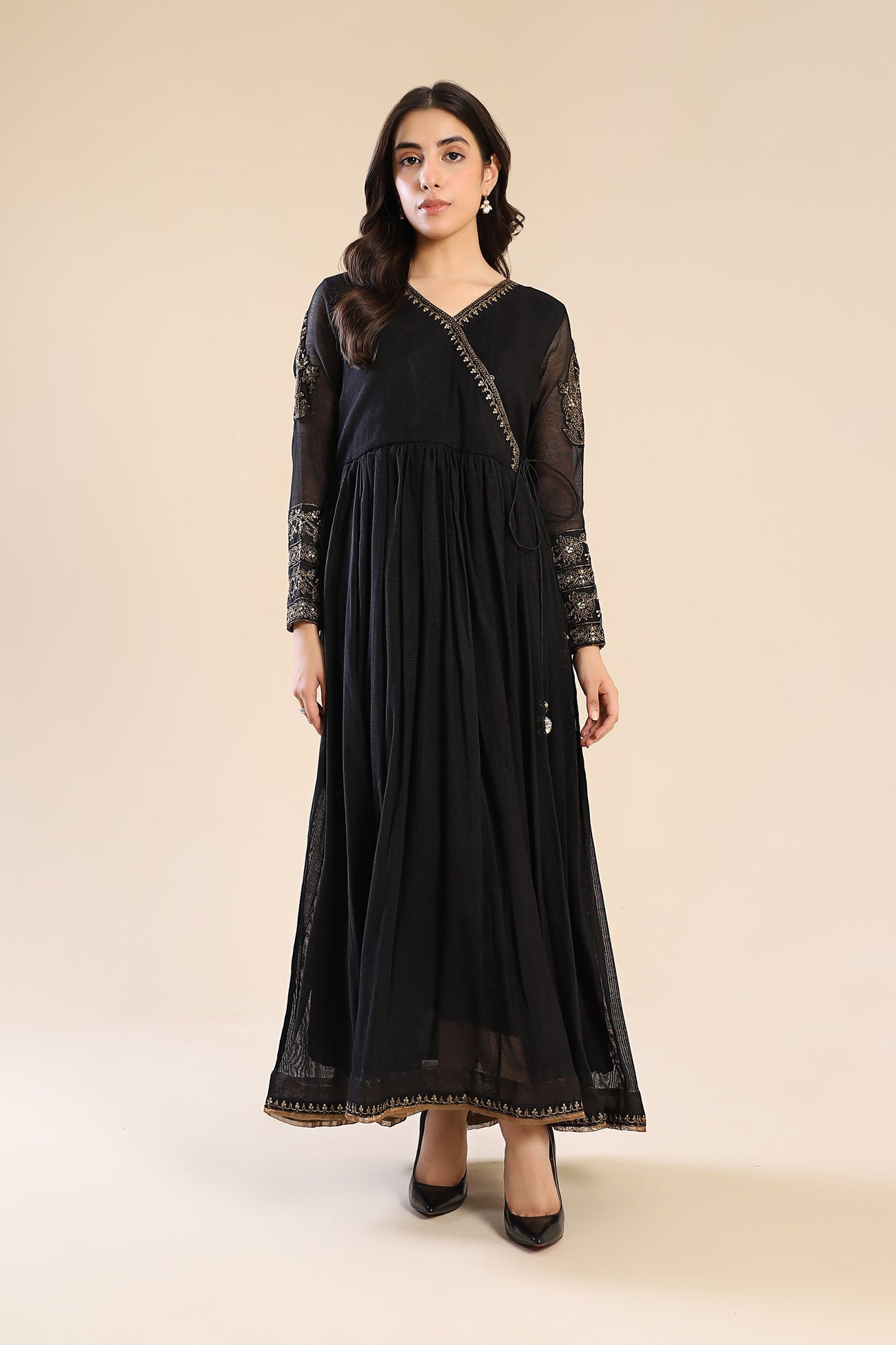 Embroidered Cotton Net Angrakha