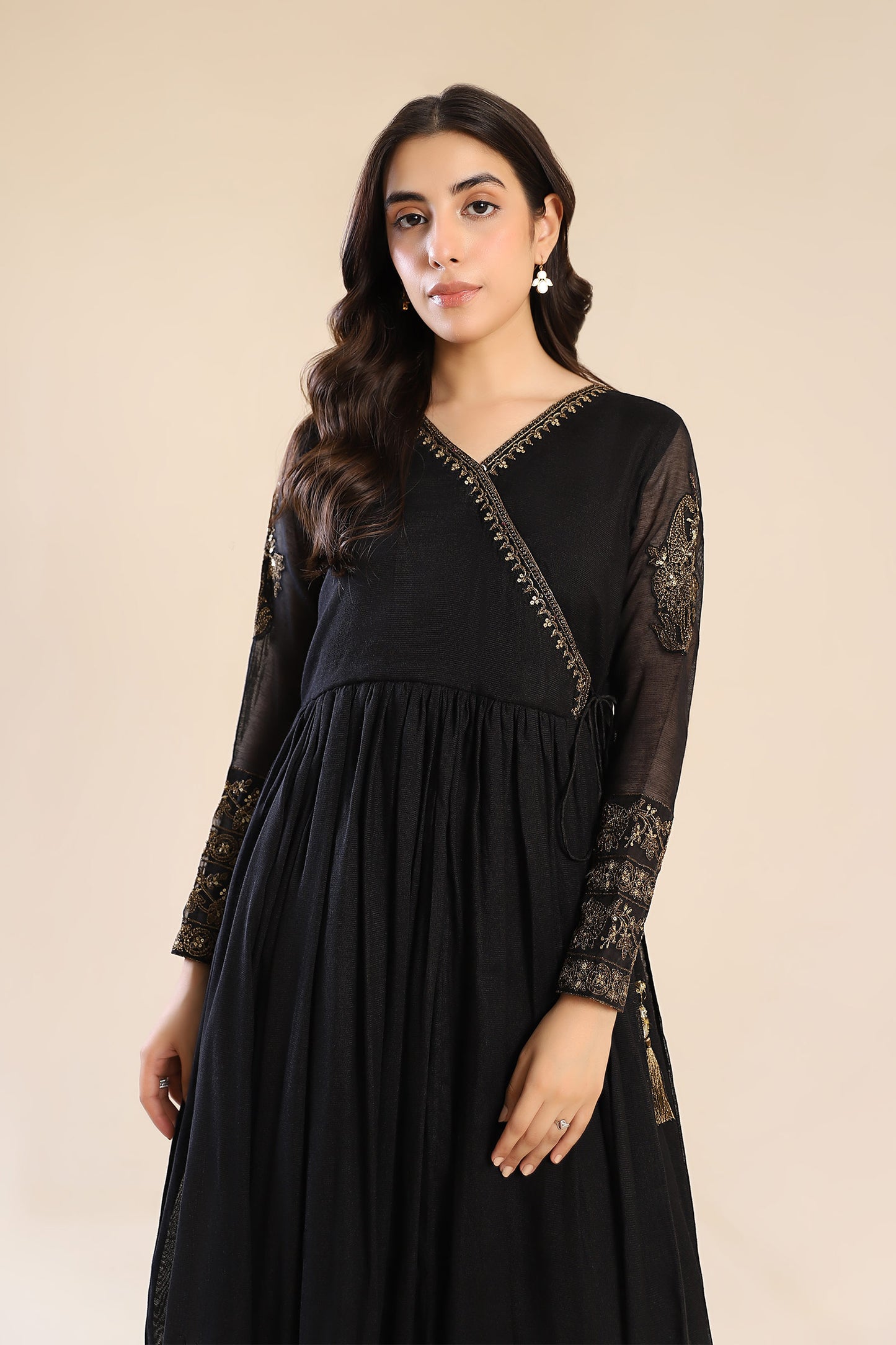 Embroidered Cotton Net Angrakha