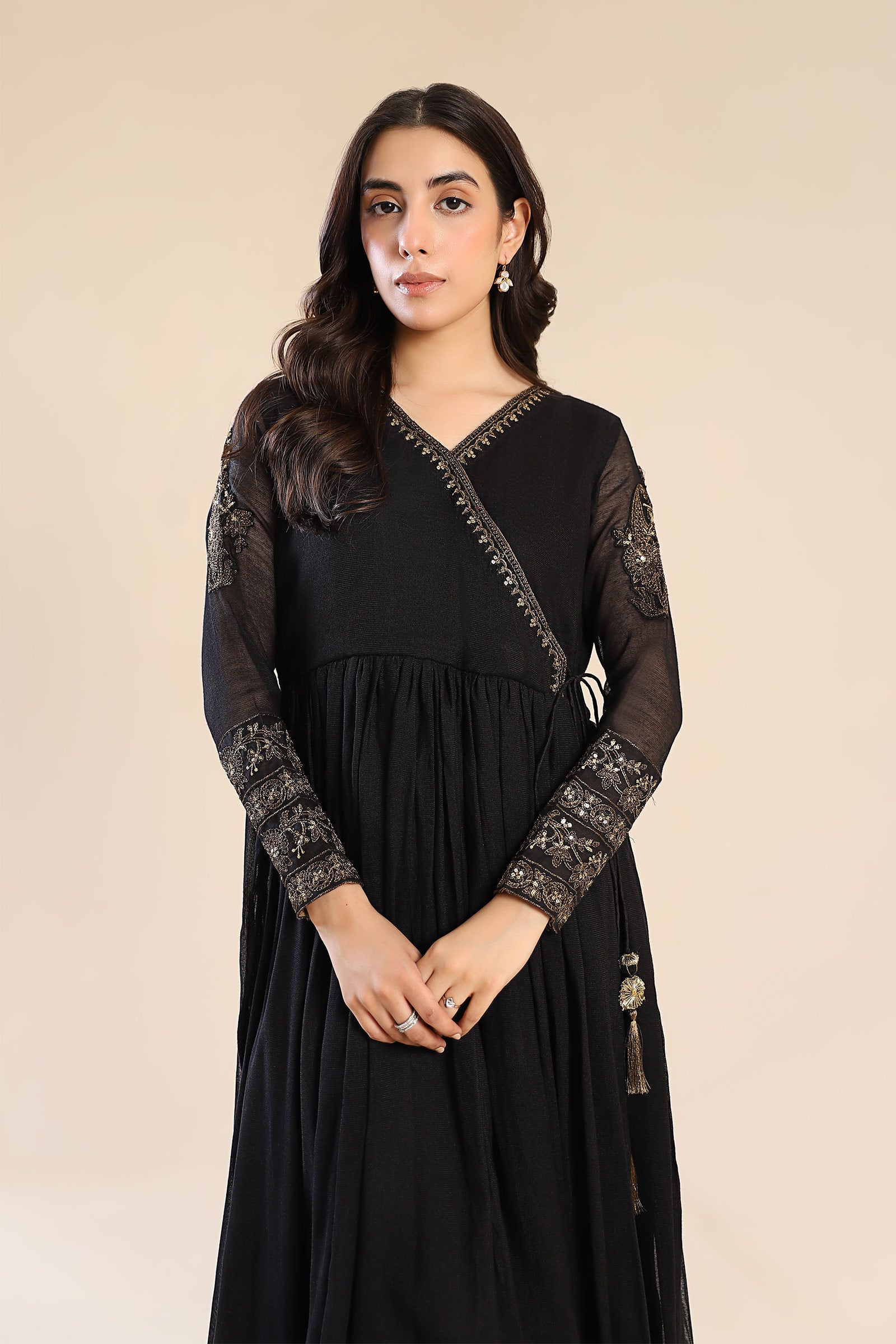 Embroidered Cotton Net Angrakha