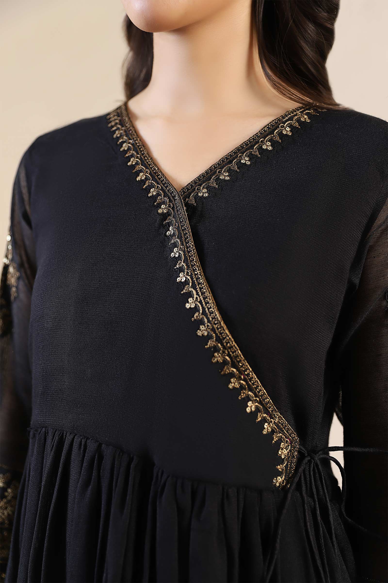 Embroidered Cotton Net Angrakha