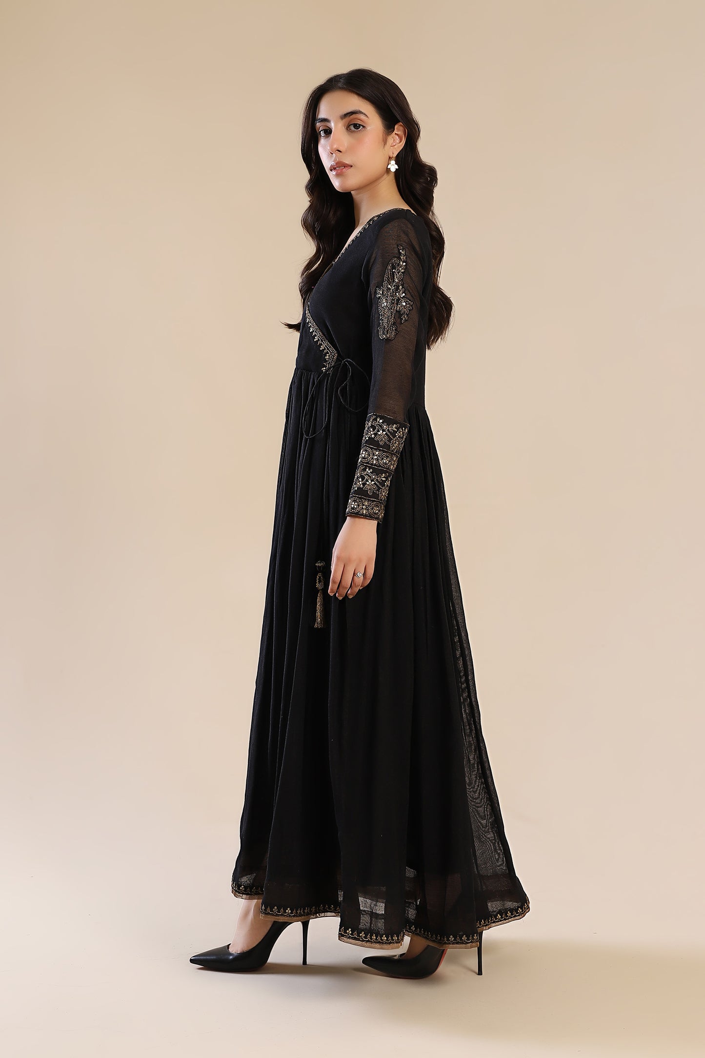 Embroidered Cotton Net Angrakha