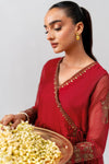Embroidered Cotton Net Angrakha