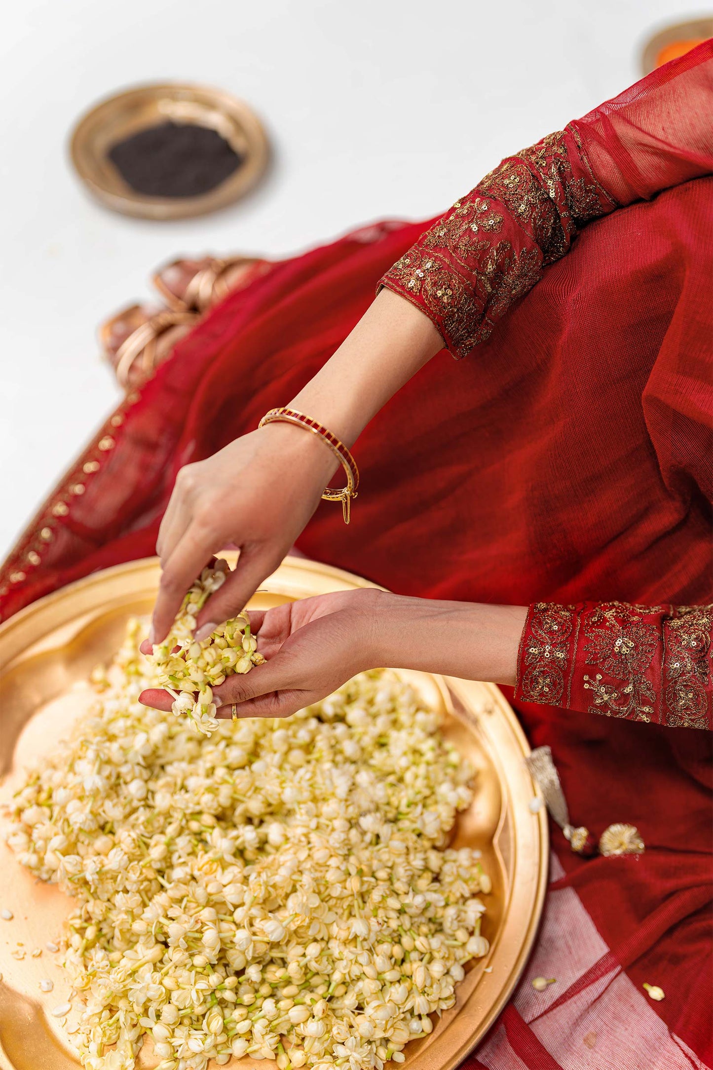 Embroidered Cotton Net Angrakha