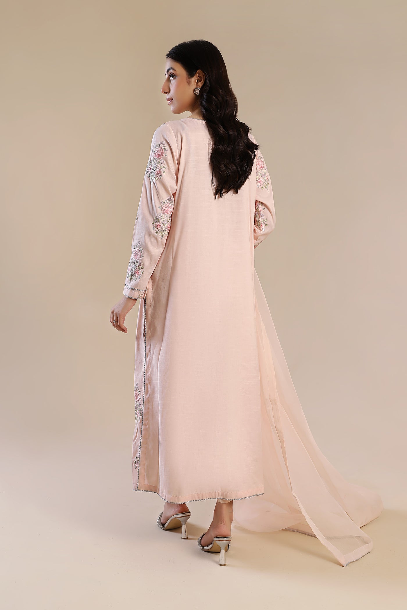 2 Pc Embroidered Raw Silk Suit