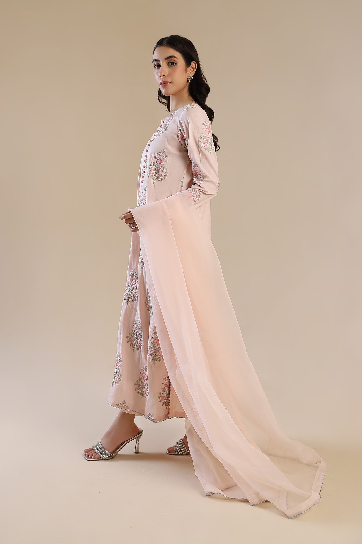 2 Pc Embroidered Raw Silk Suit