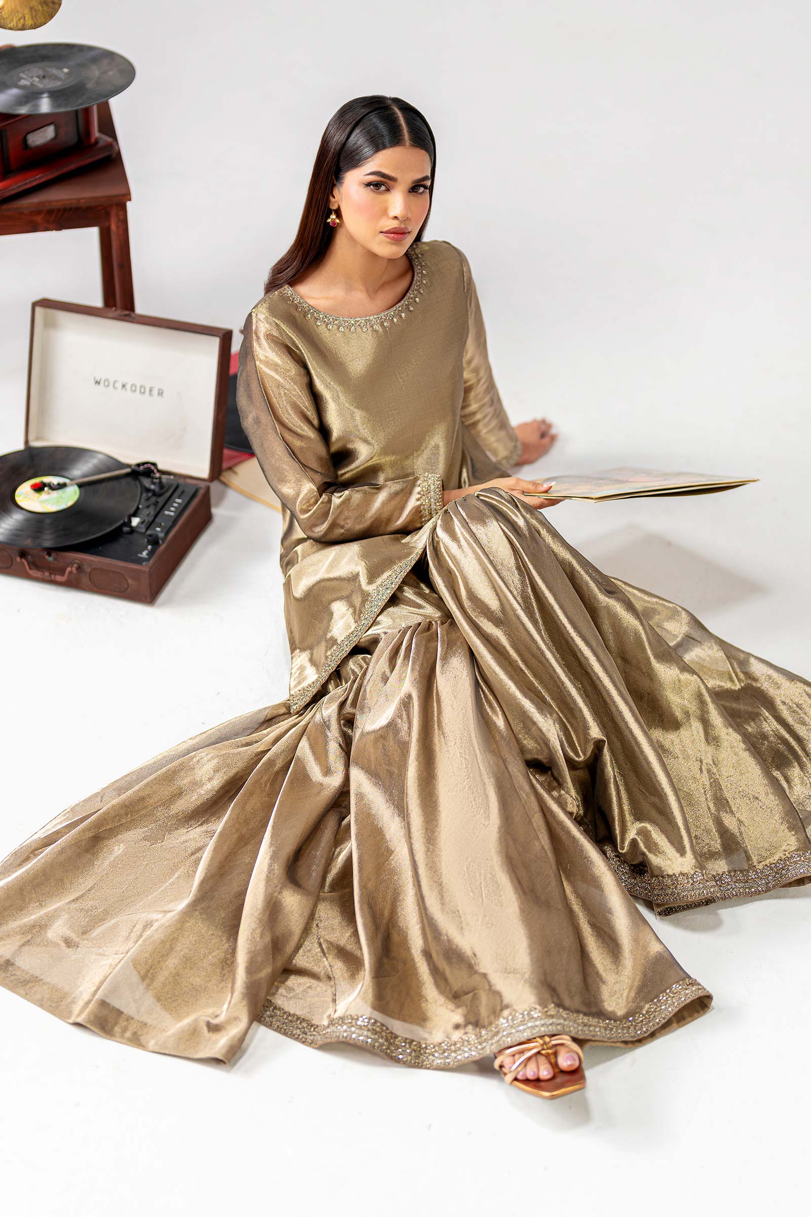 2 Pc Embroidered Tissue Suit