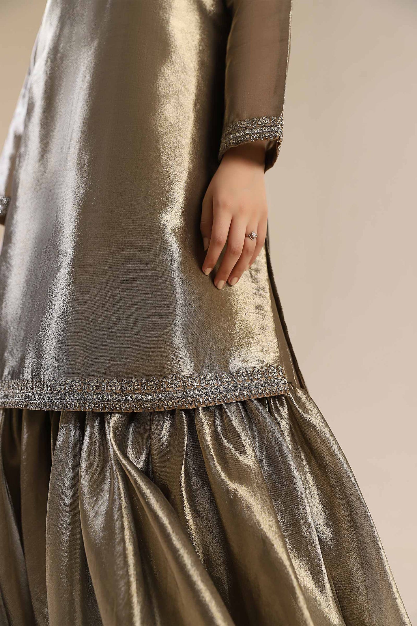 2 Pc Embroidered Tissue Suit