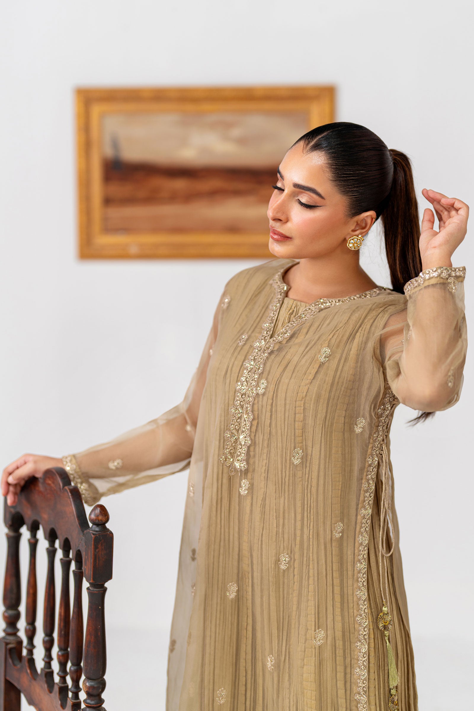 Embroidered Organza Shirt