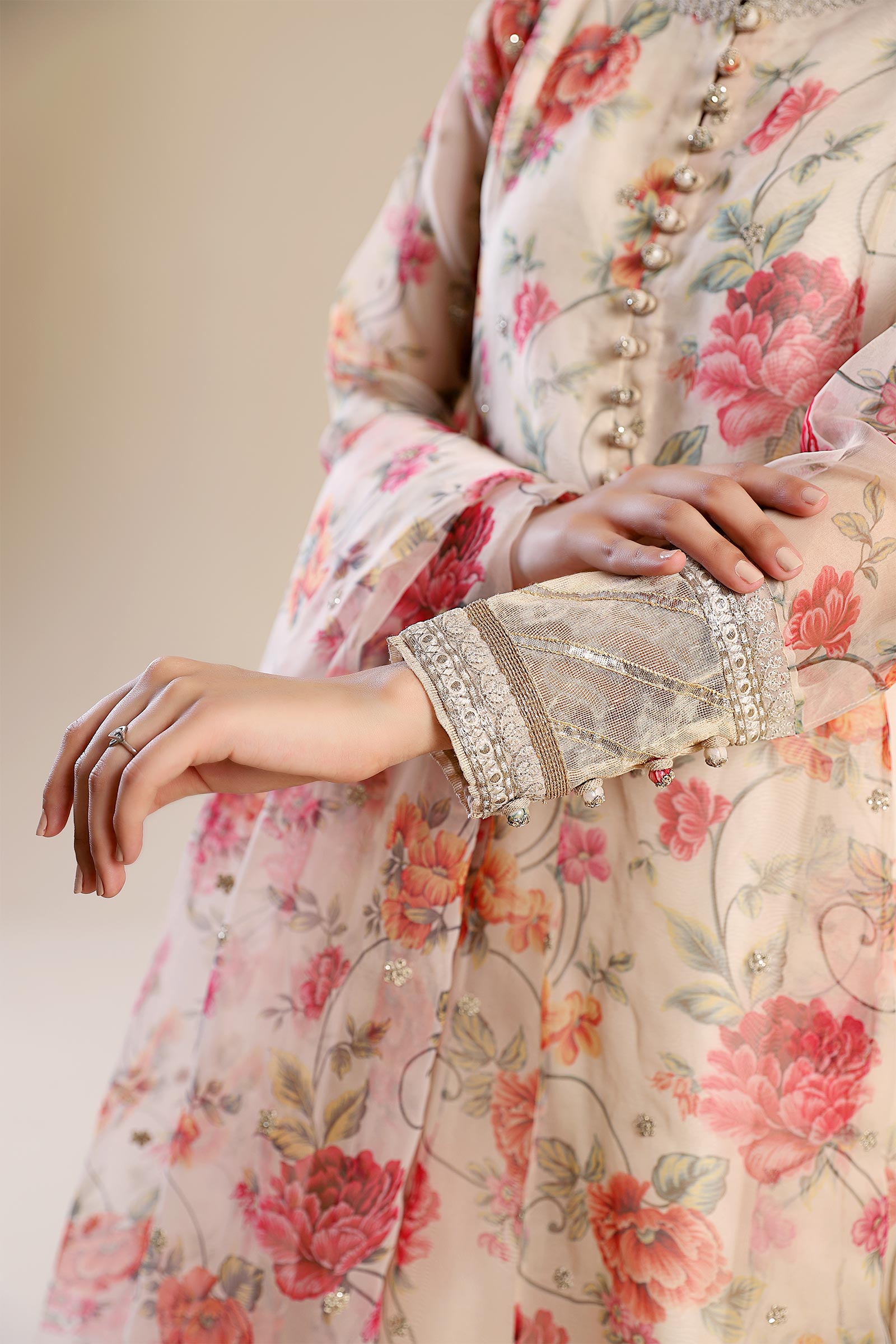 2 Pc Printed Organza Suit