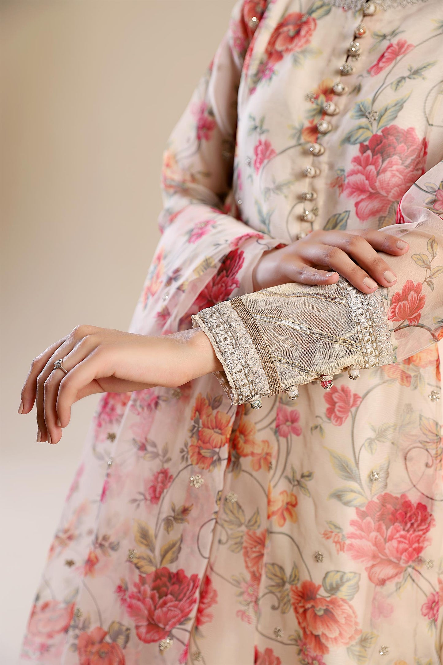 2 Pc Printed Organza Suit