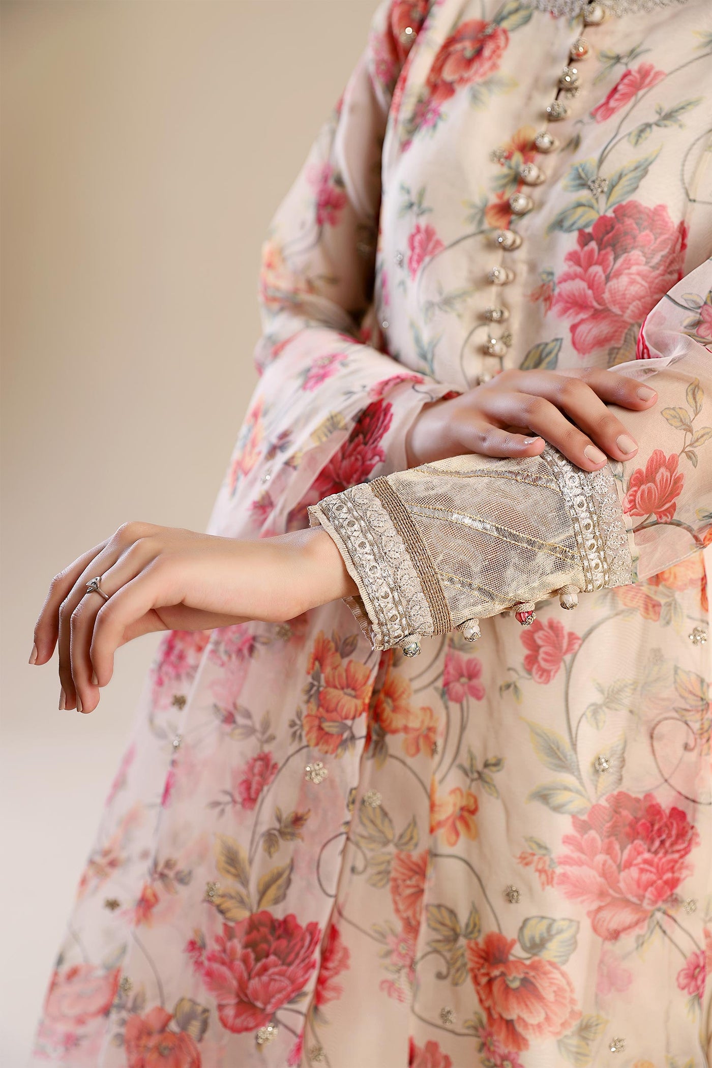 2 Pc Printed Organza Suit