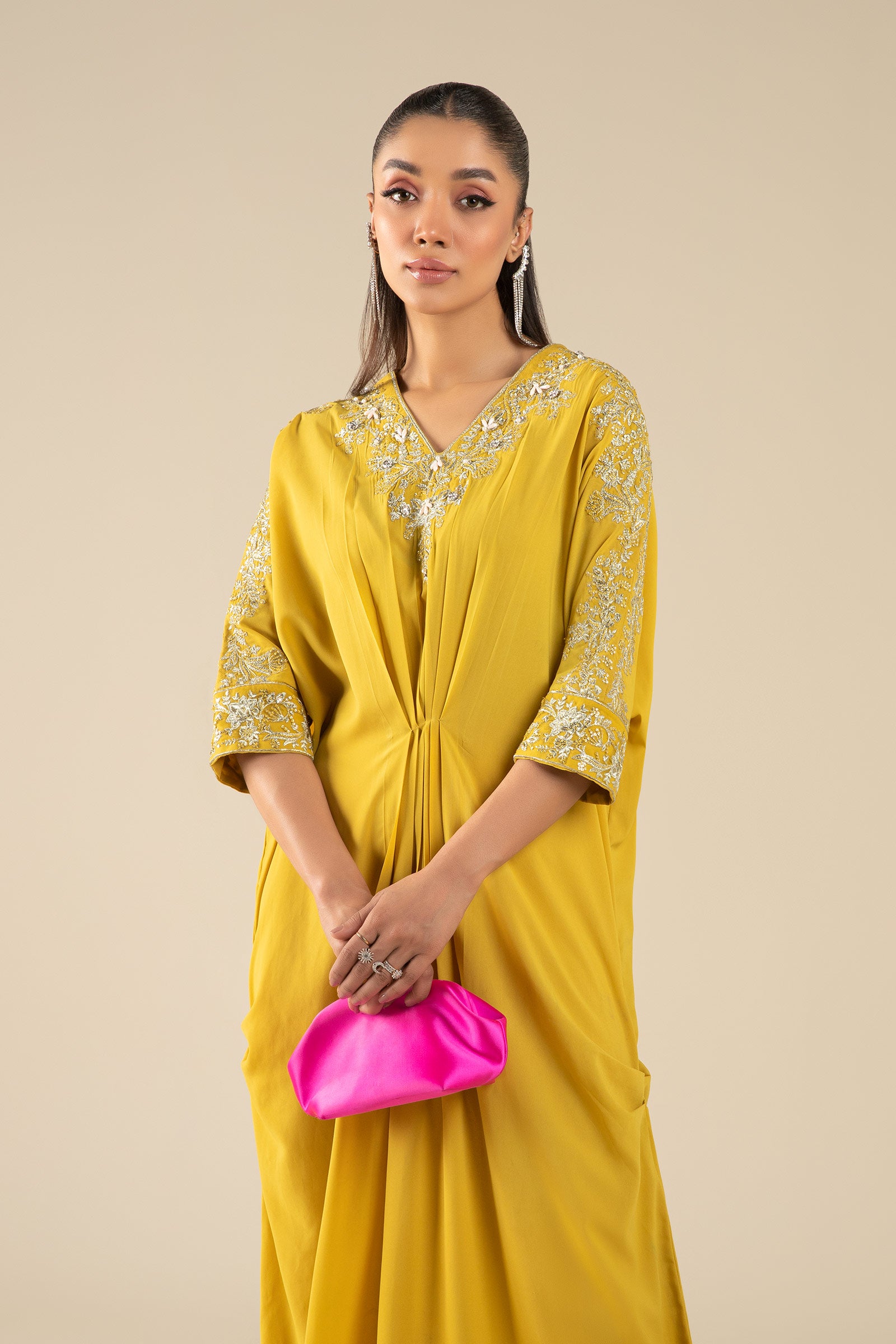 Embroidered Crepe Kaftan