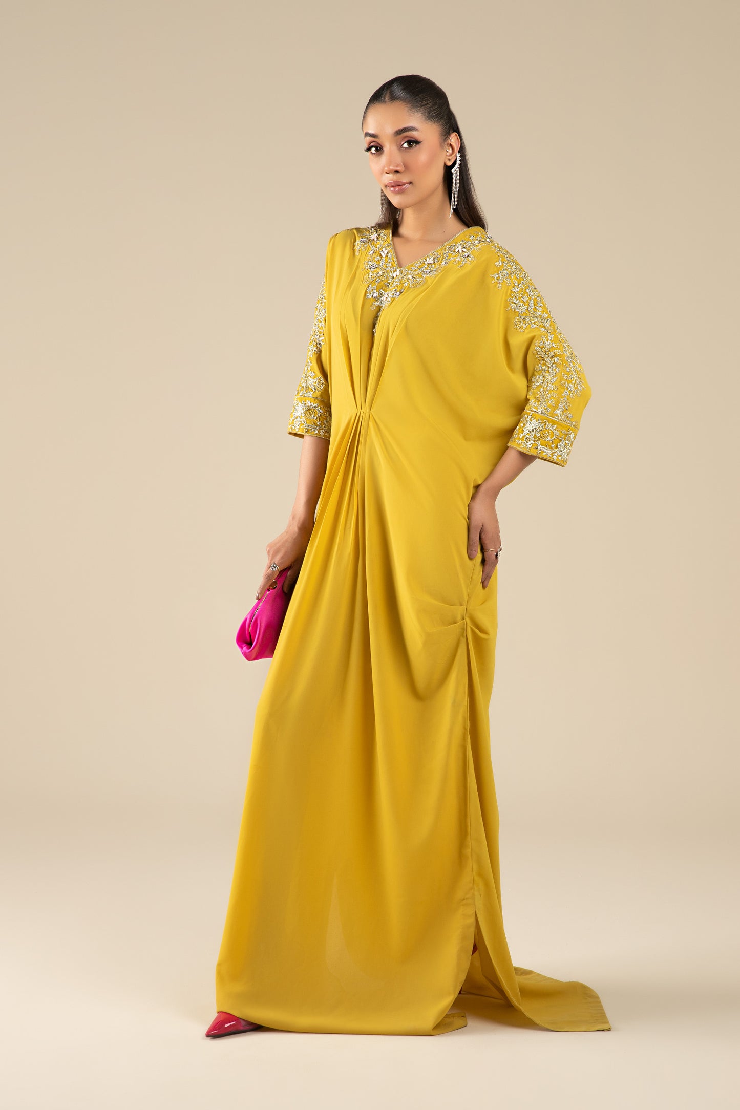 Embroidered Crepe Kaftan