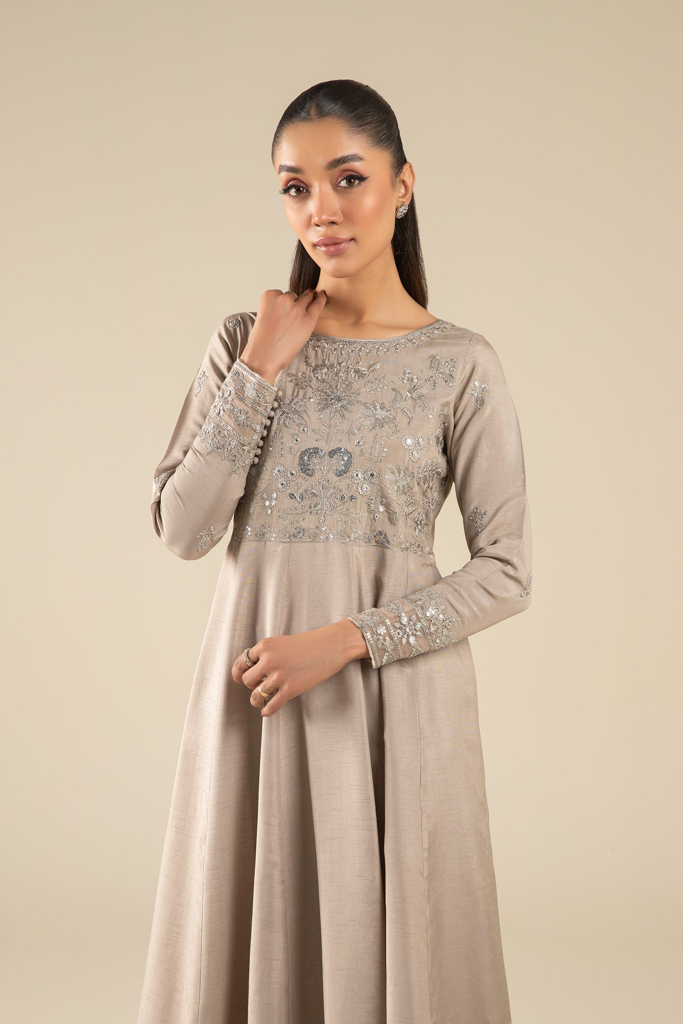 Embroidered Raw Silk Pishwas