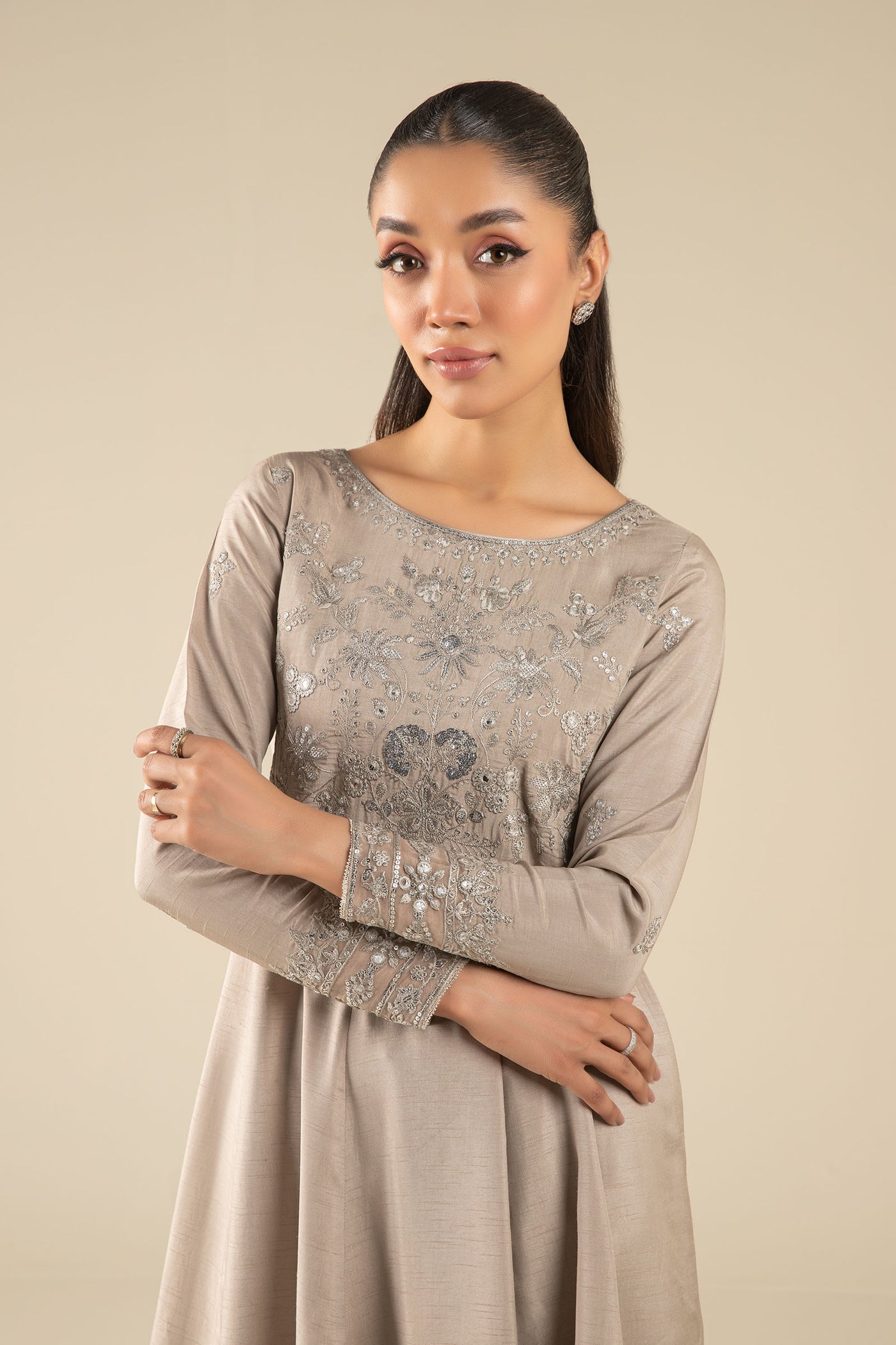 Embroidered Raw Silk Pishwas