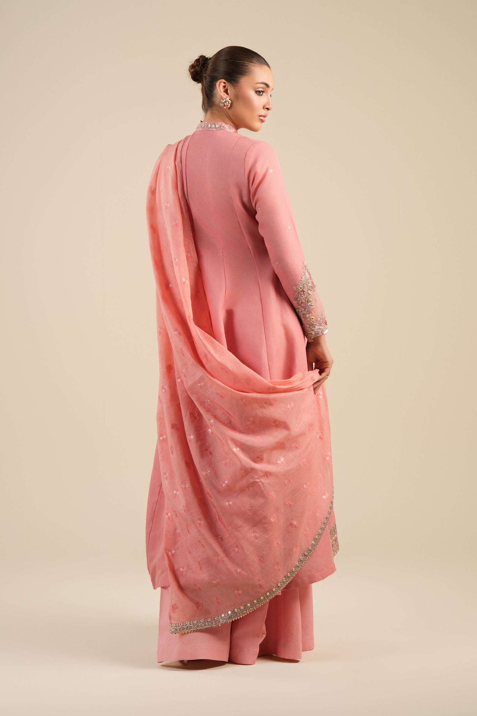 2 Pc Embroidered Shimmer Silk Suit