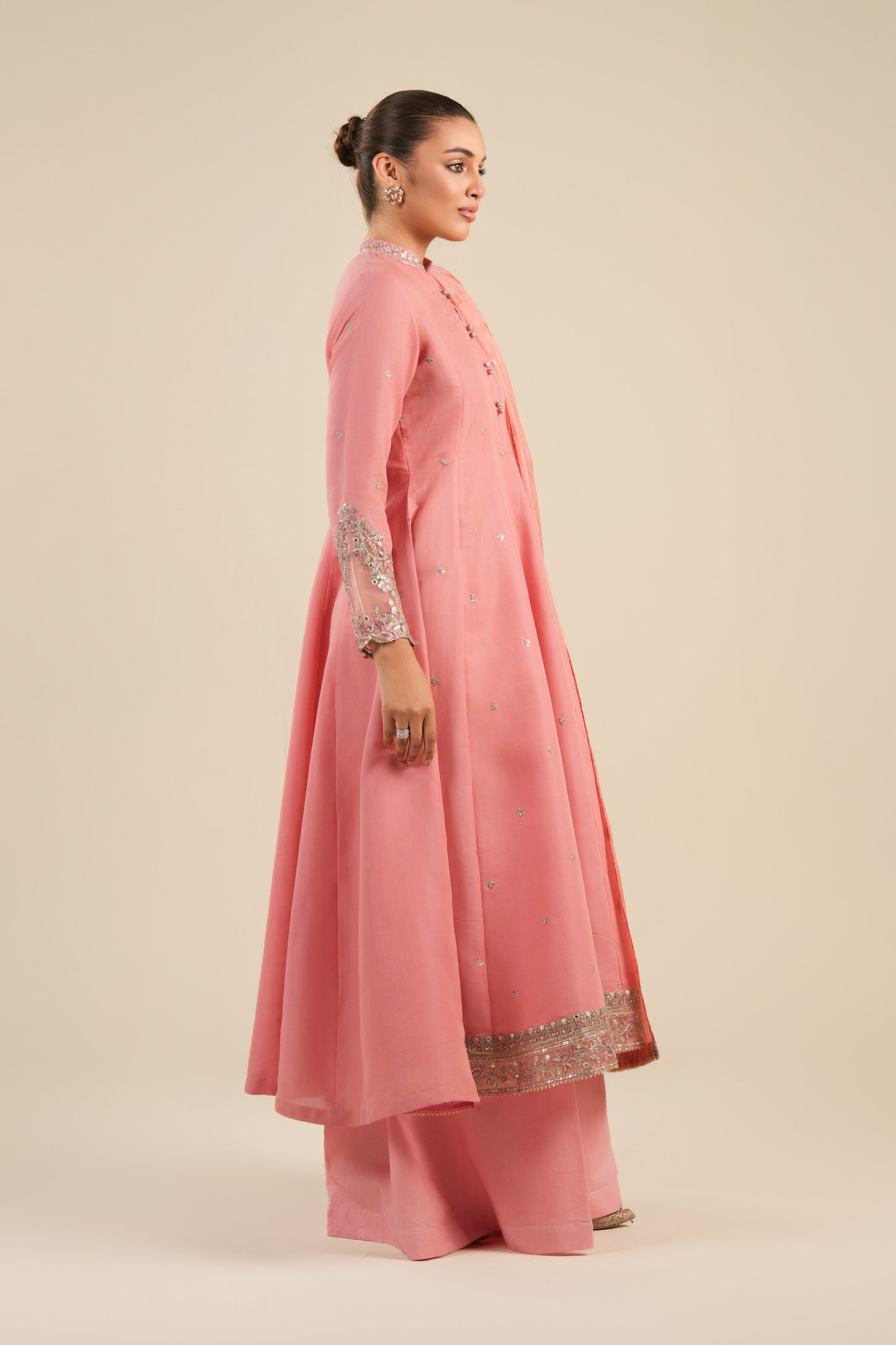 2 Pc Embroidered Shimmer Silk Suit