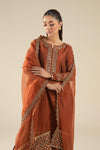 3 Pc Embroidered Two Tone Silk Suit