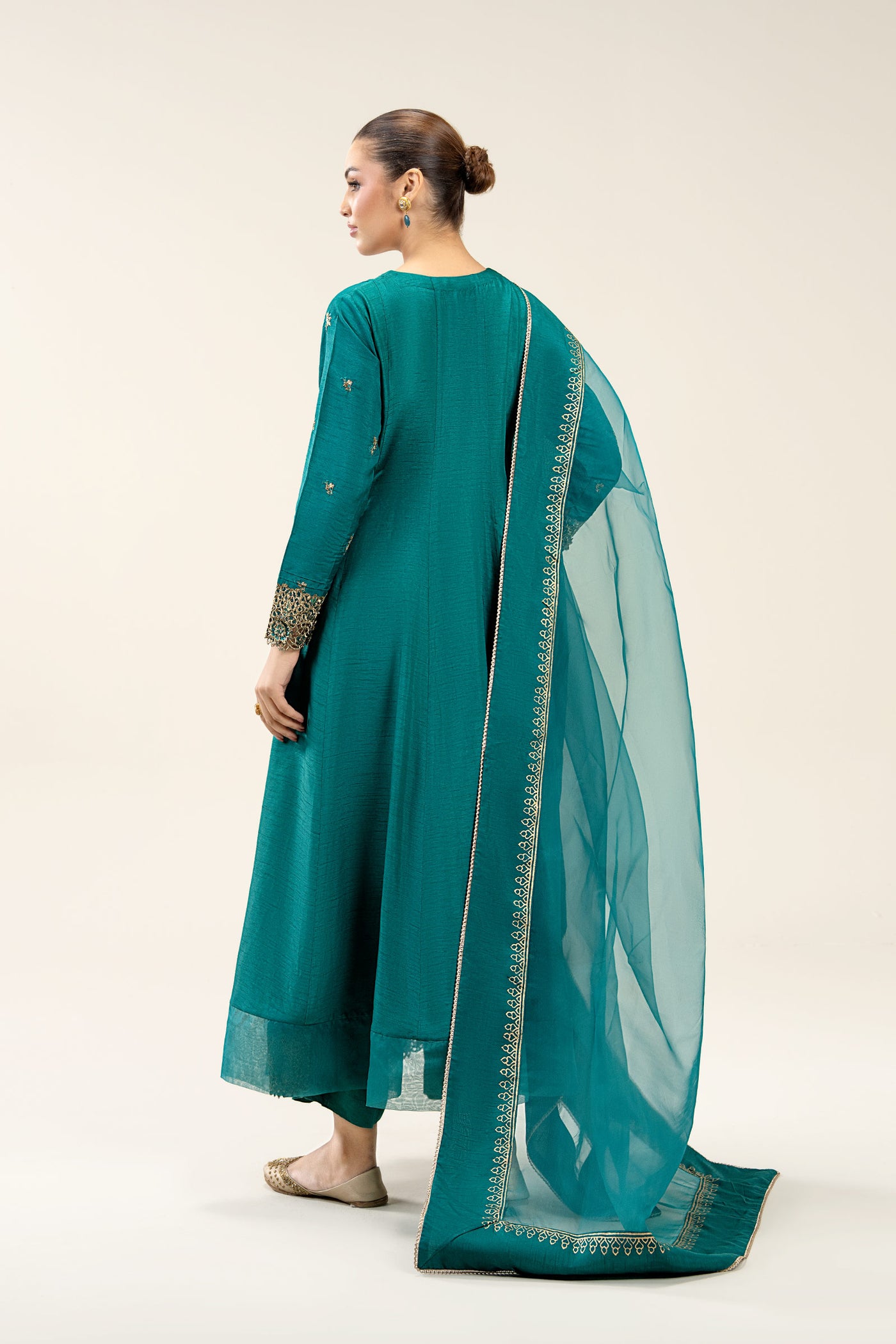 2 Pc Embroidered Raw Silk Suit