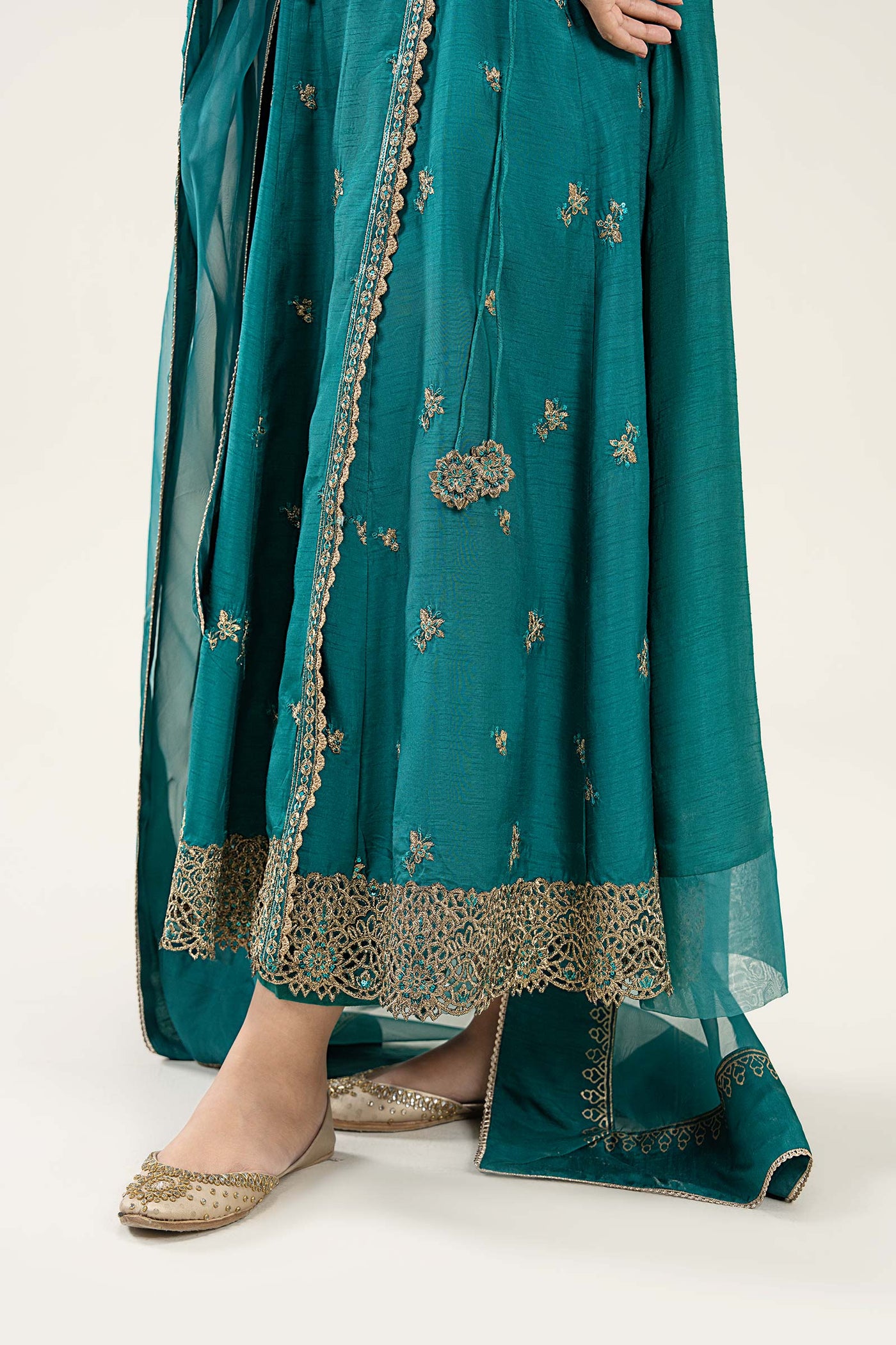 2 Pc Embroidered Raw Silk Suit