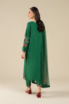 3 Pc Embroidered Raw Silk Suit