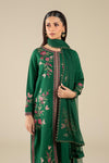 3 Pc Embroidered Raw Silk Suit