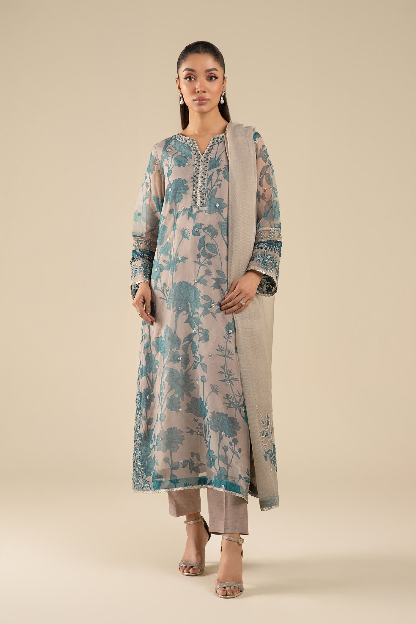 2 Pc Embroidered Organza Suit | MB-FS25-27